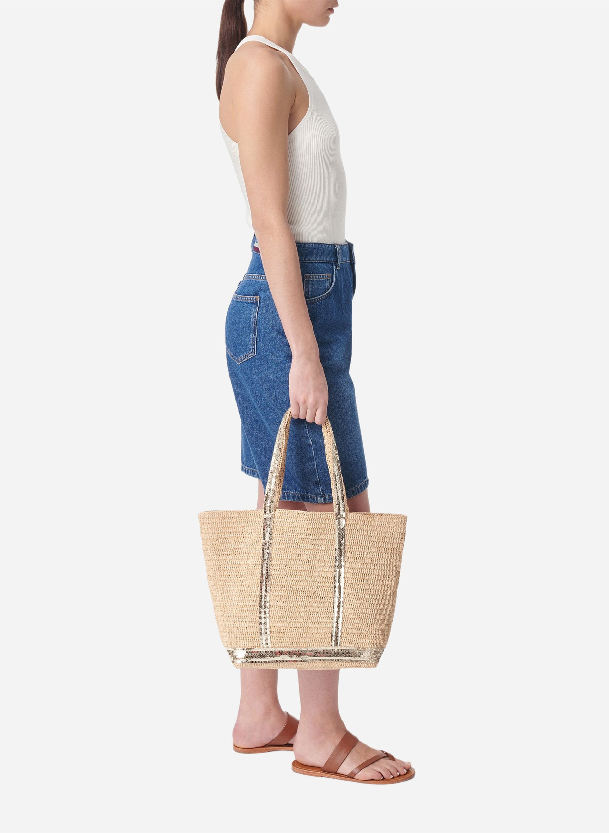 Raffia tote bag VANESSA BRUNO Golden
