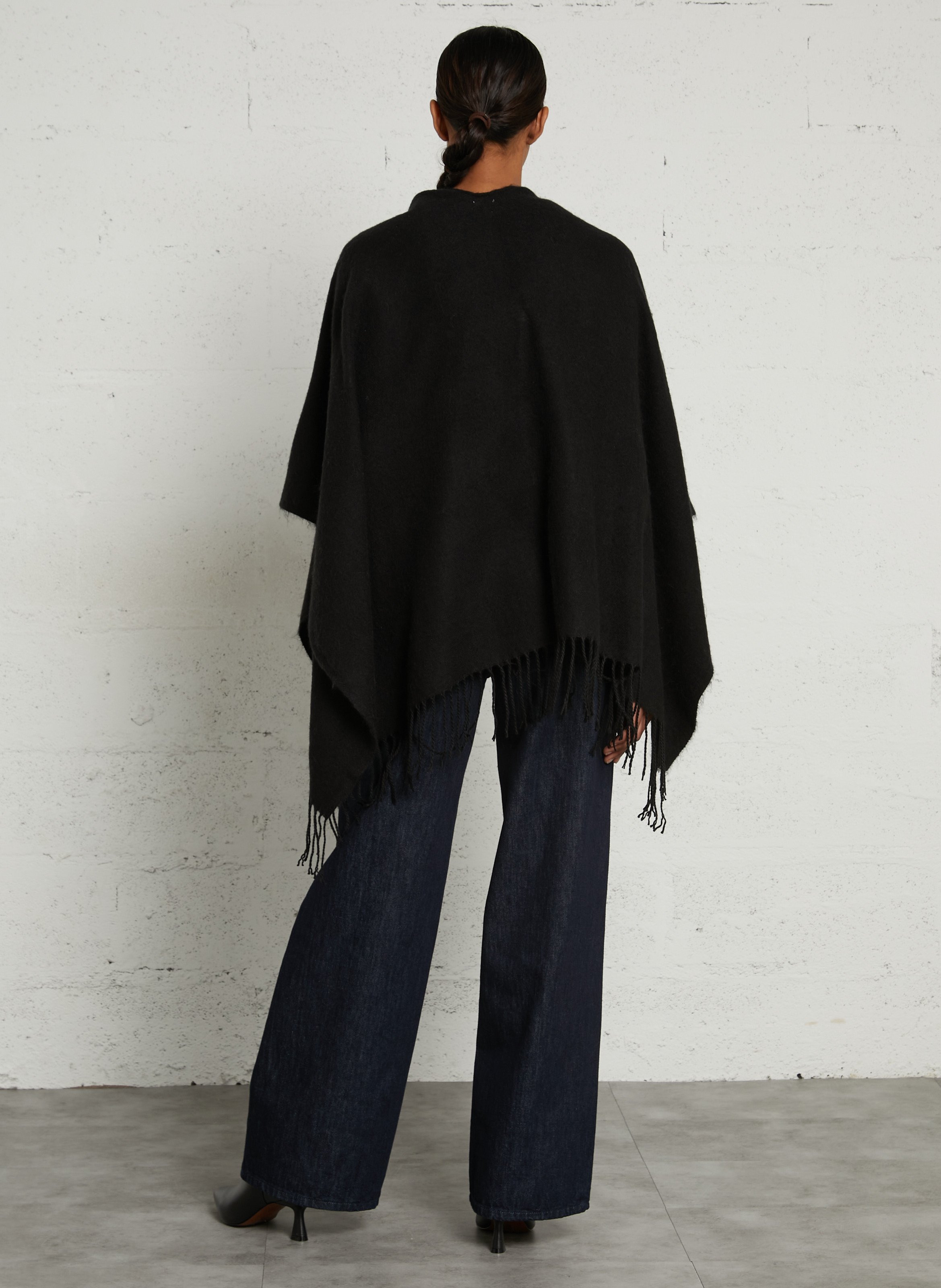 Cape met V-hals en franjes IKKS Zwart