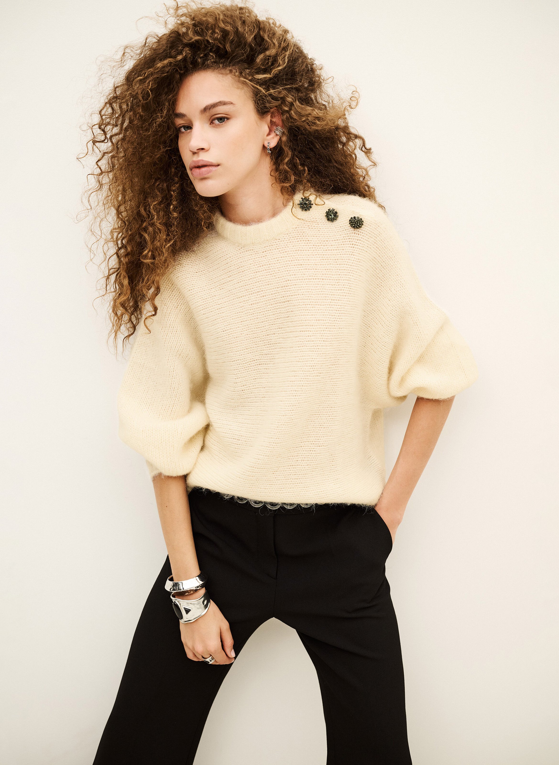Pull ample col rond à boutons BA&SH