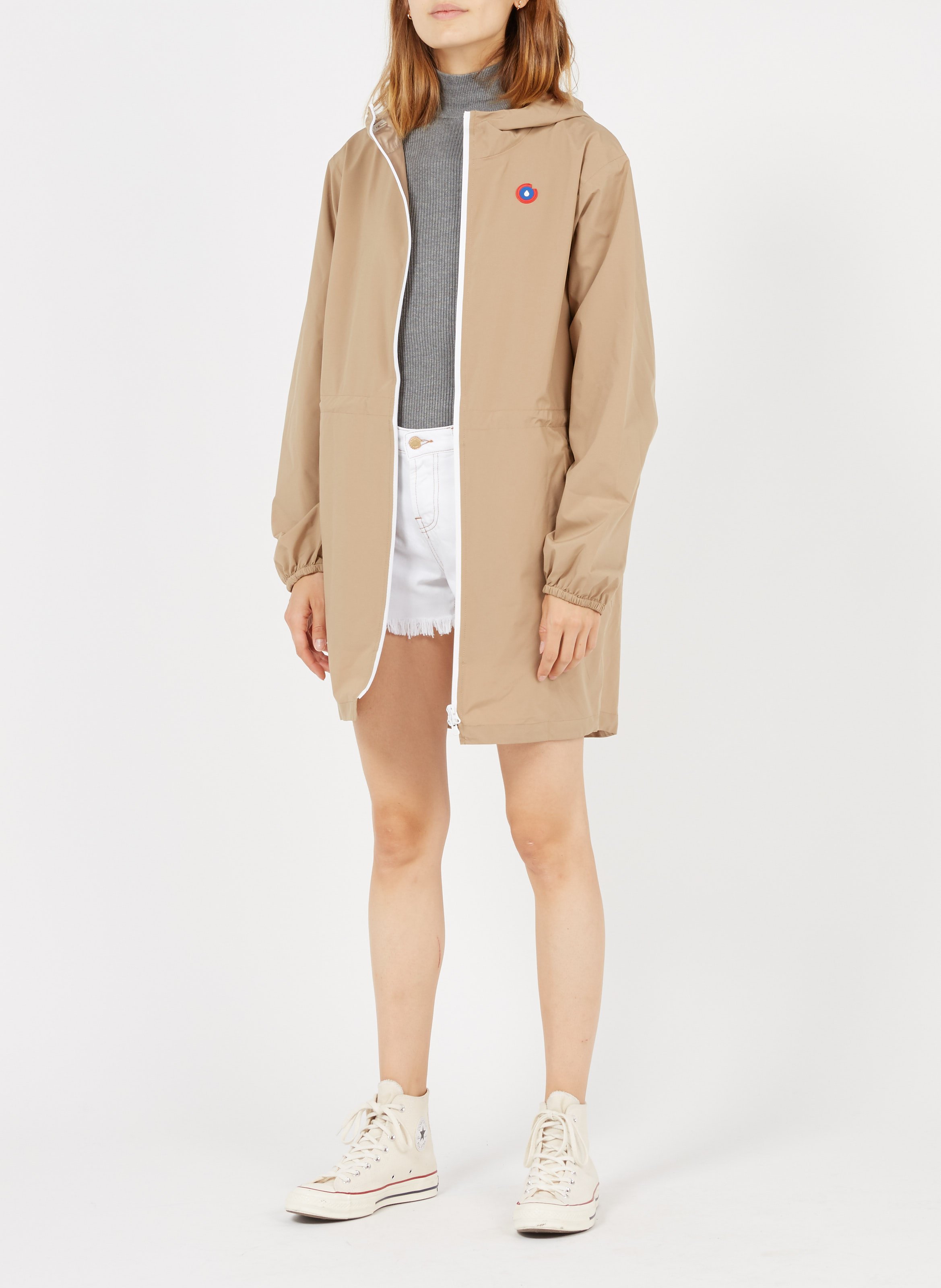 Imperméable long à capuche convertible  FLOTTE Beige