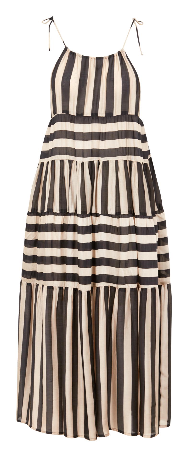 Loose-fit long striped dress SUNDRESS White