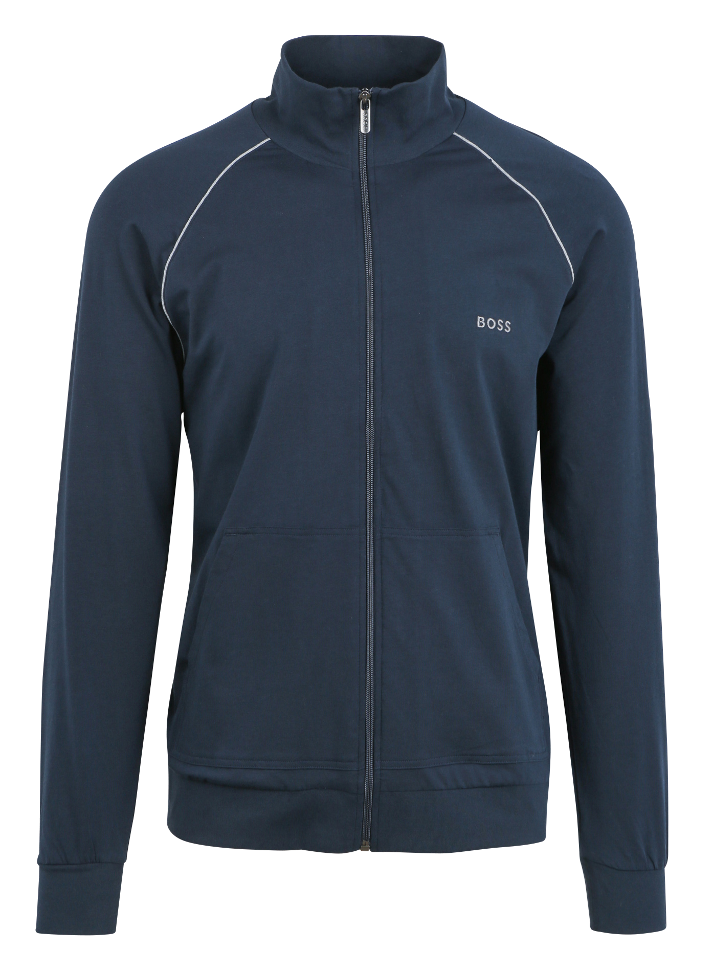 High-neck cotton-blend jacket Blue