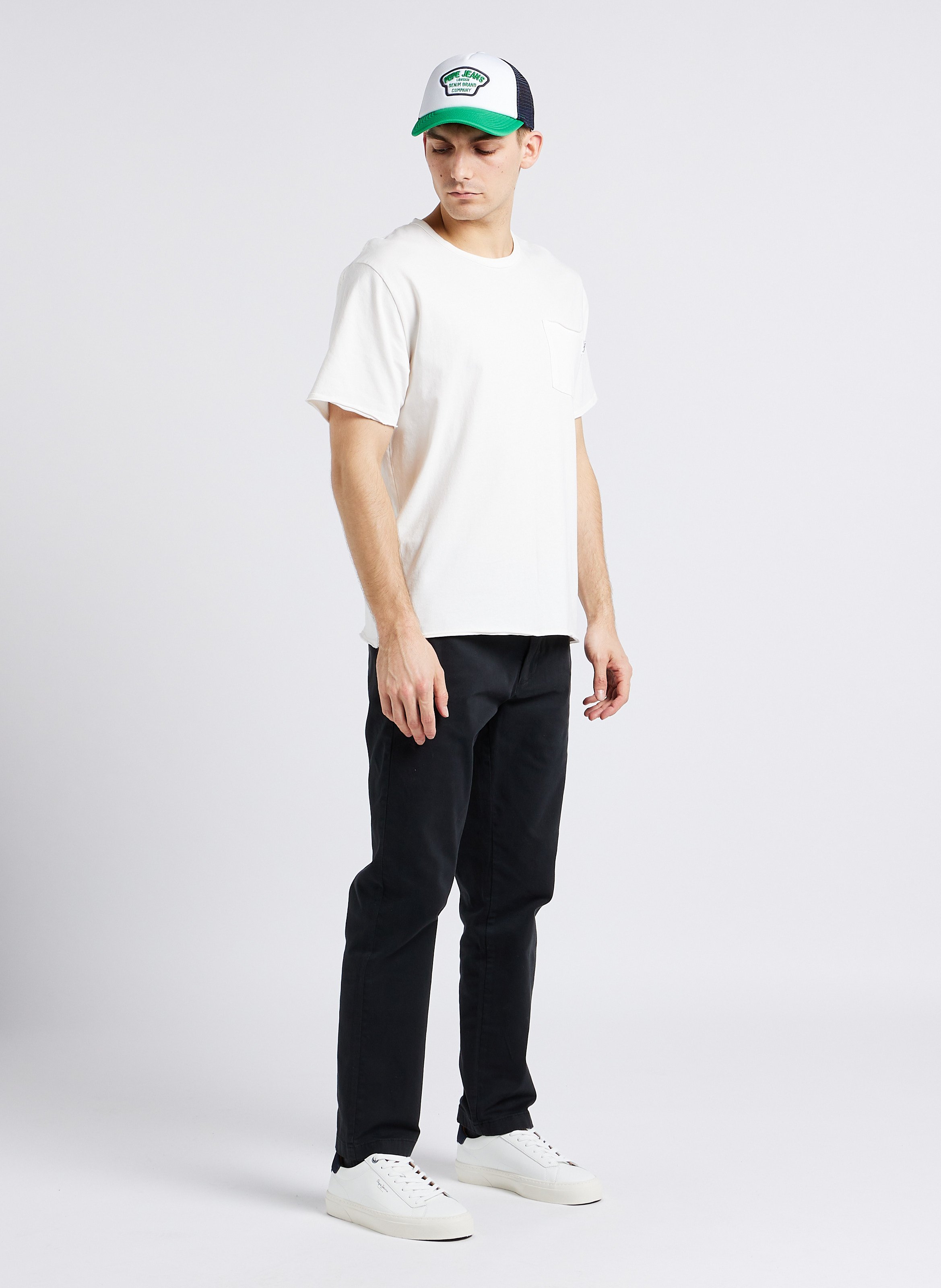 Low-top mixed leather trainers PEPE JEANS White