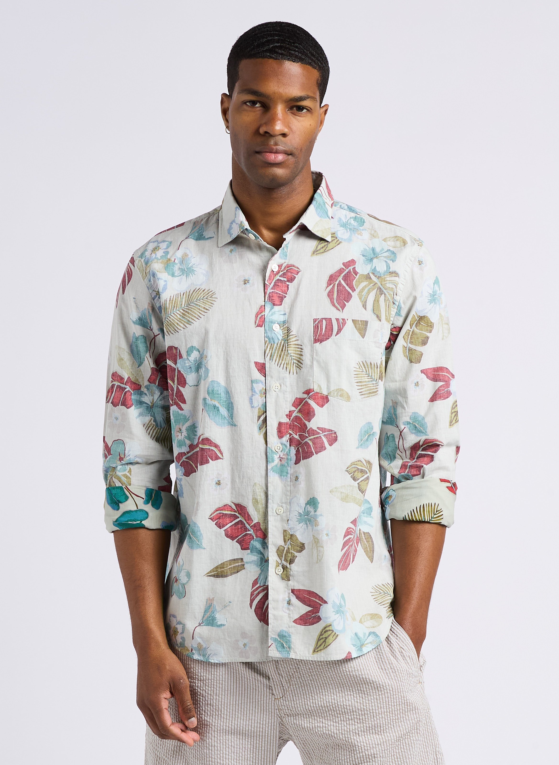 Chemise regular-fit à imprimé végétal en coton HARTFORD Multicolore