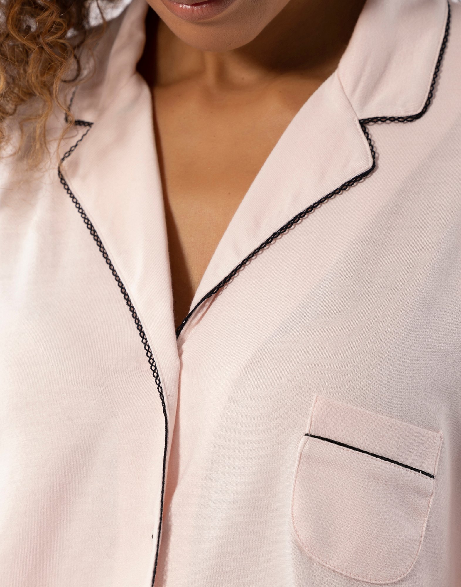 Buttoned cotton modal pajamas Pink