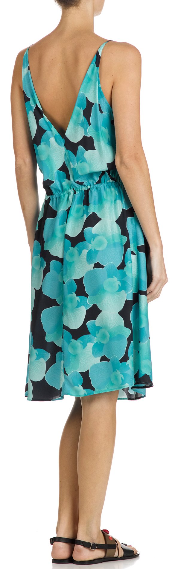 Laurel printed silk dress ATTIC AND BARN Blue