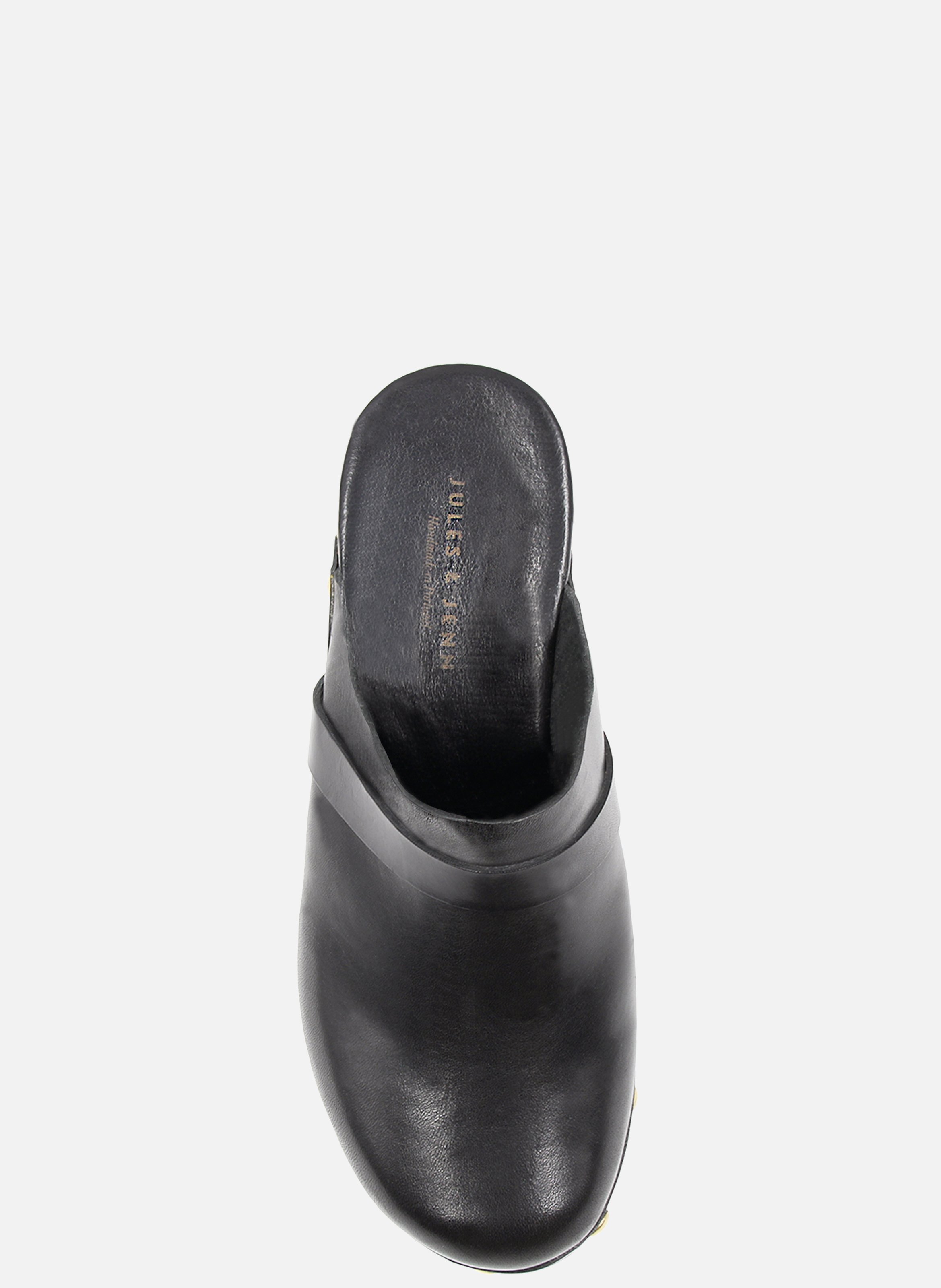 Wooden heel leather clogs studs JULES & JENN Black