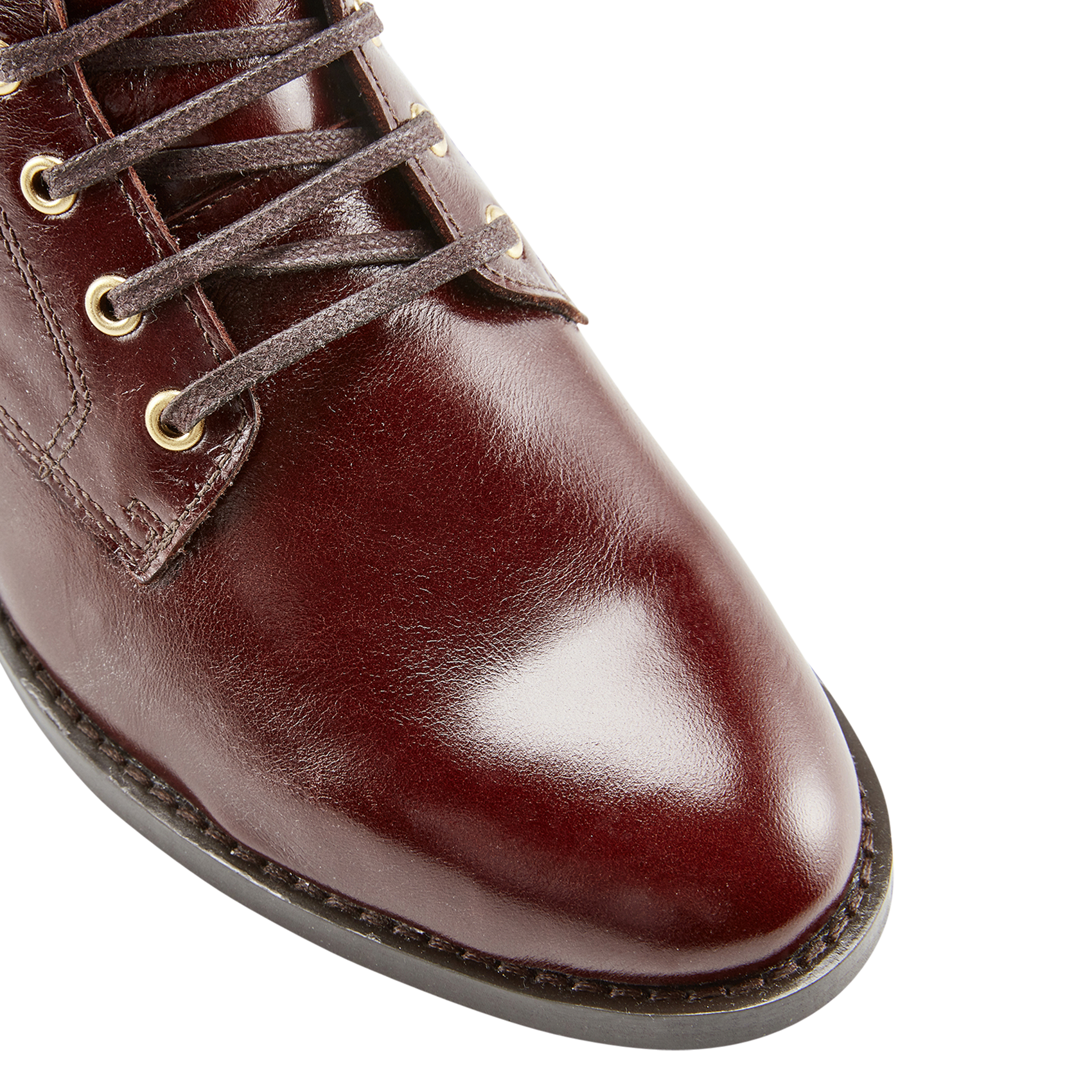 Flat patent leather ankle boots COSMOPARIS Brown