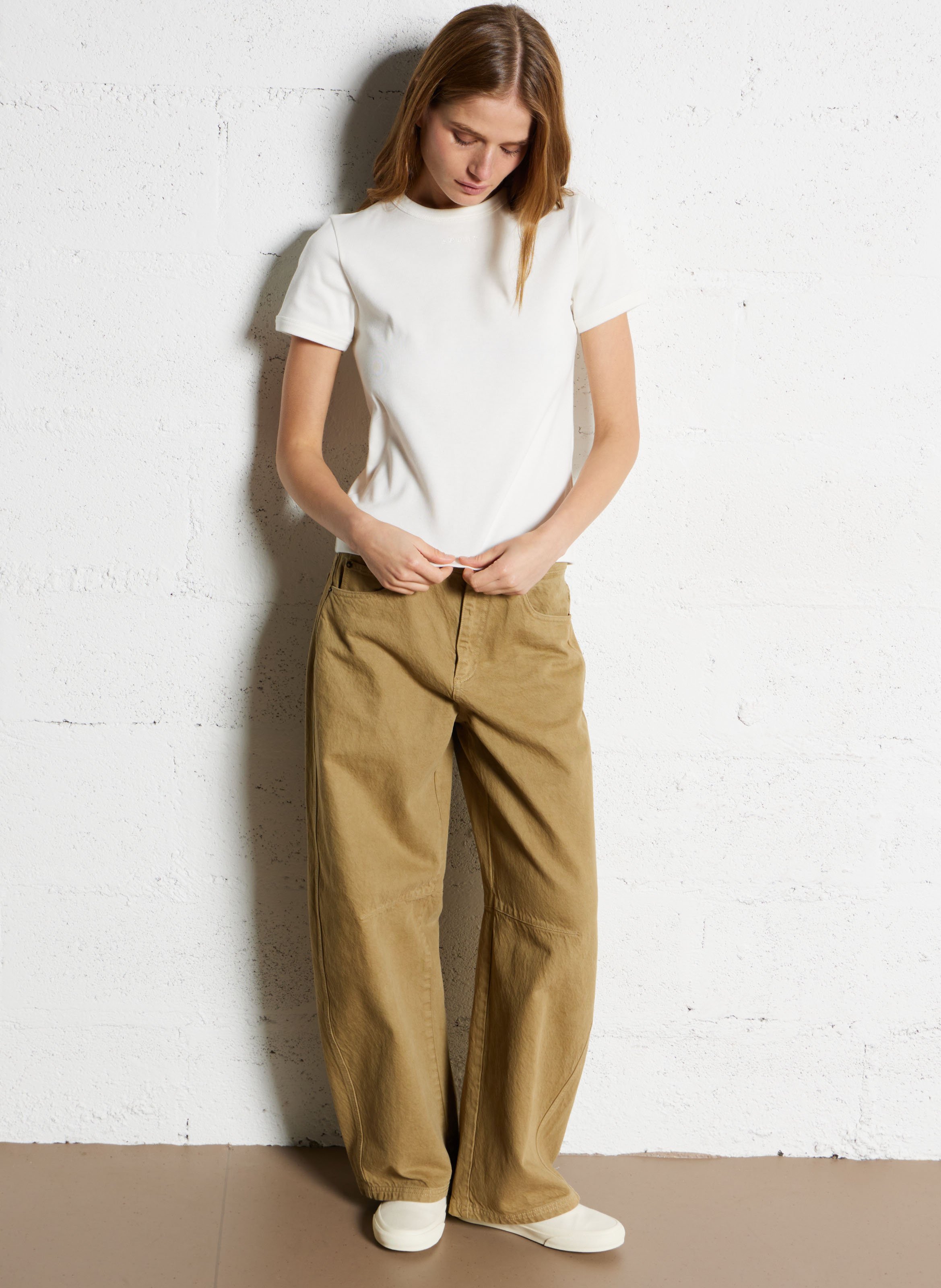 Straight organic cotton round-neck T-shirt SOEUR White