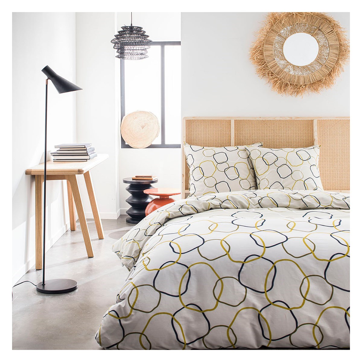 Printed cotton bedding set TODAY LINGE DE MAISON Beige