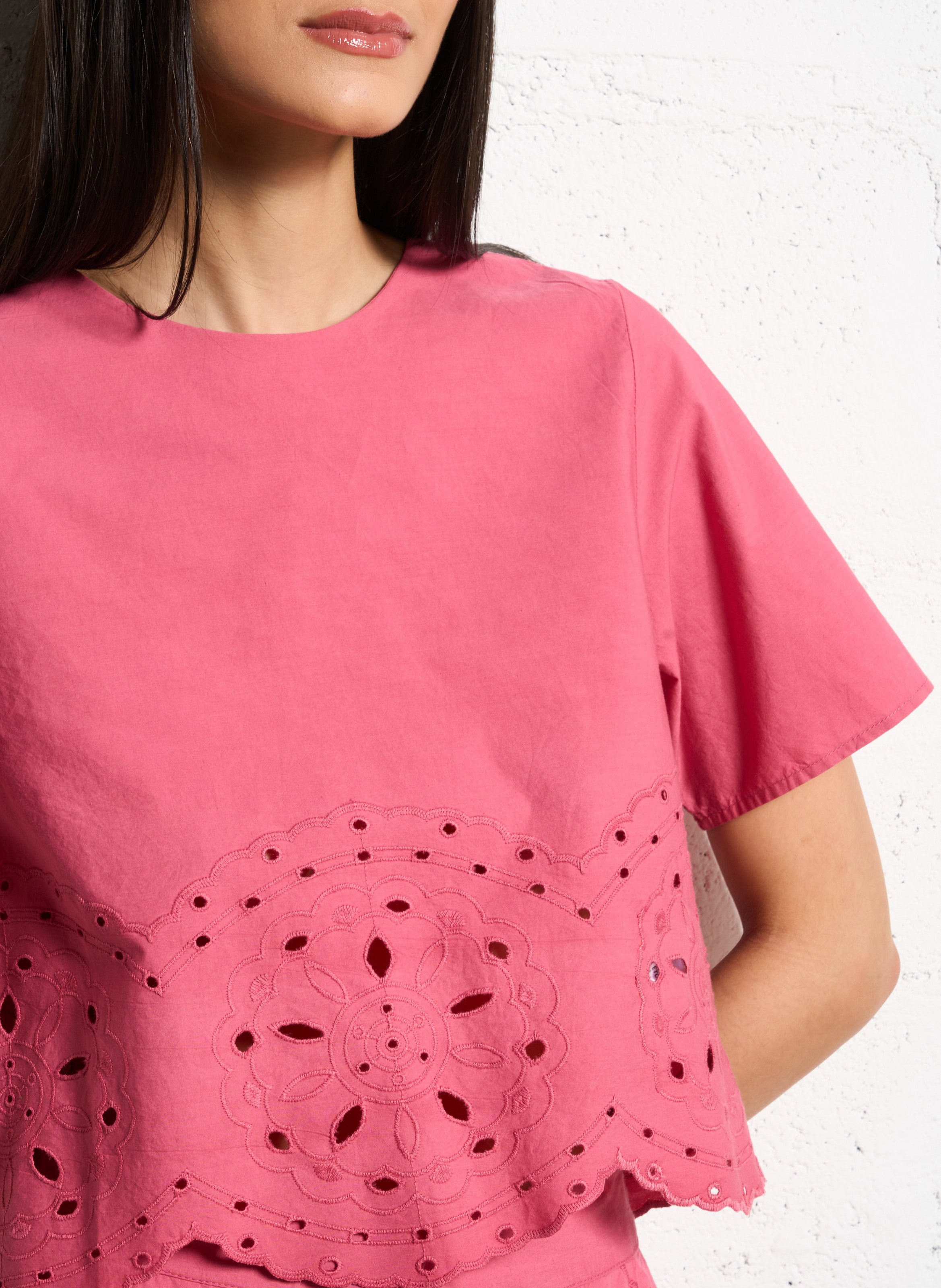 Embroidered cotton crop top LA PETITE ETOILE Pink