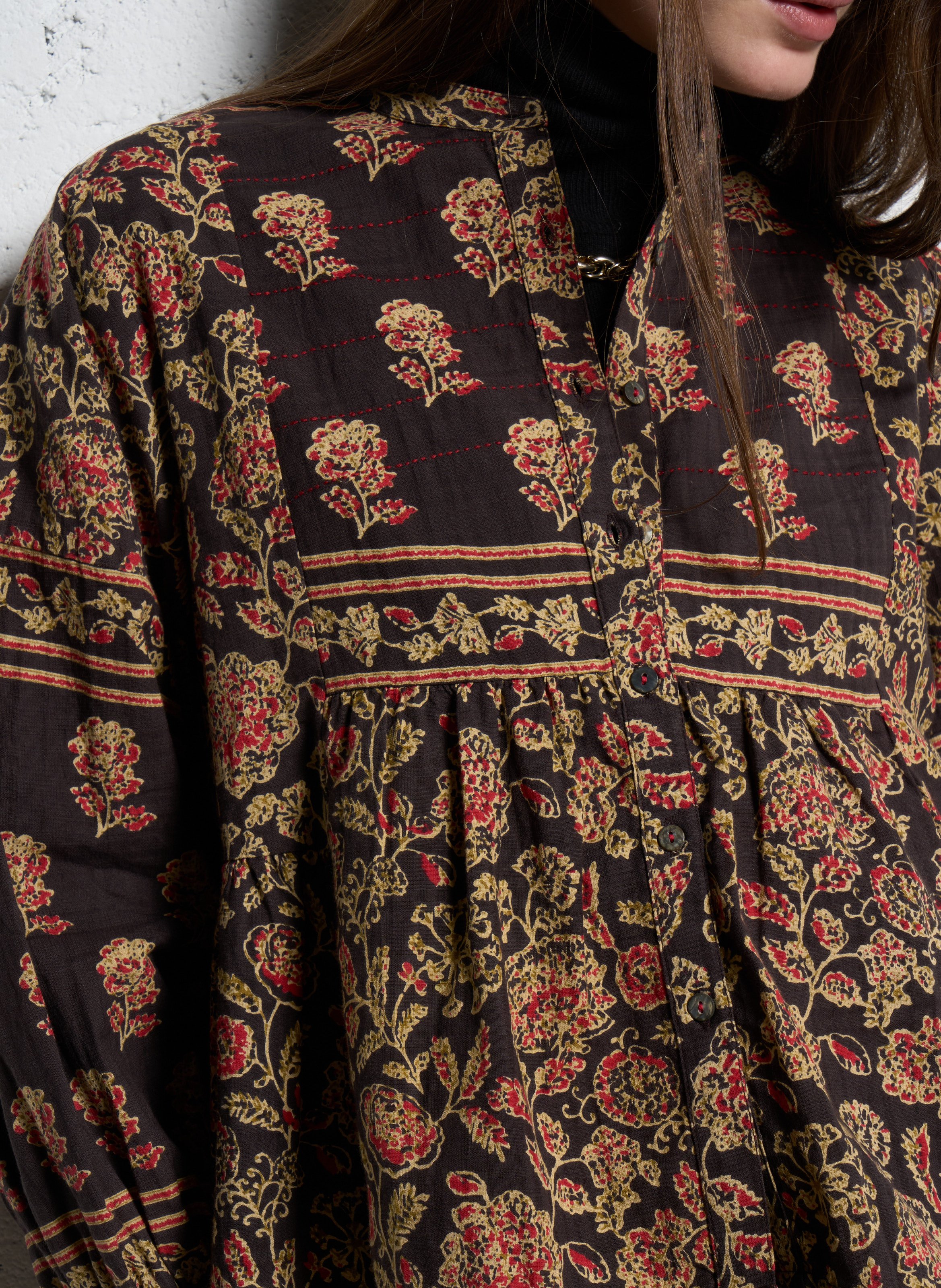 Flared buttoned blouse with patterns MAISON HOTEL Multicolored