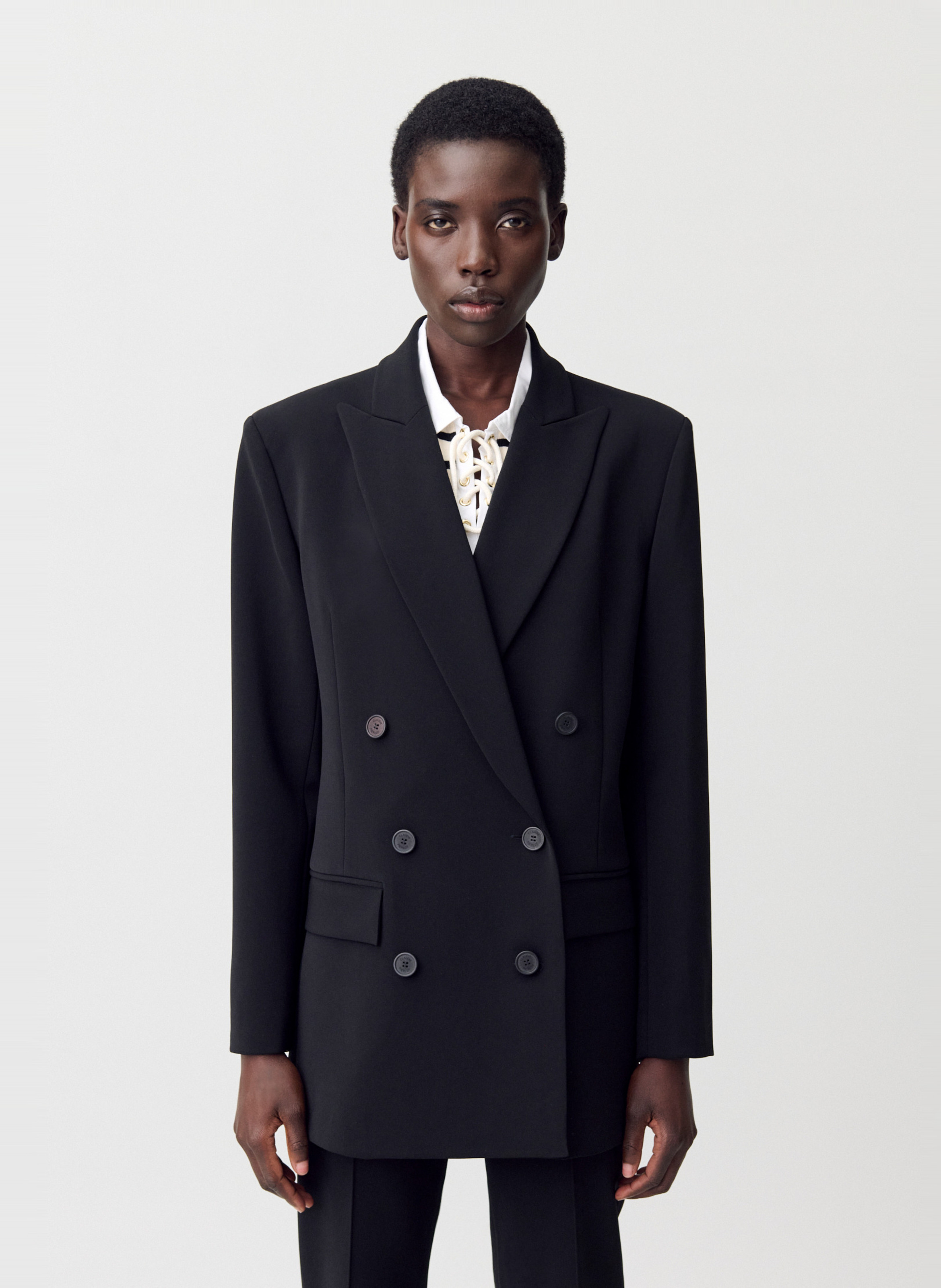 Veste tailleur droite à boutonnage croisé CLAUDIE PIERLOT Noir