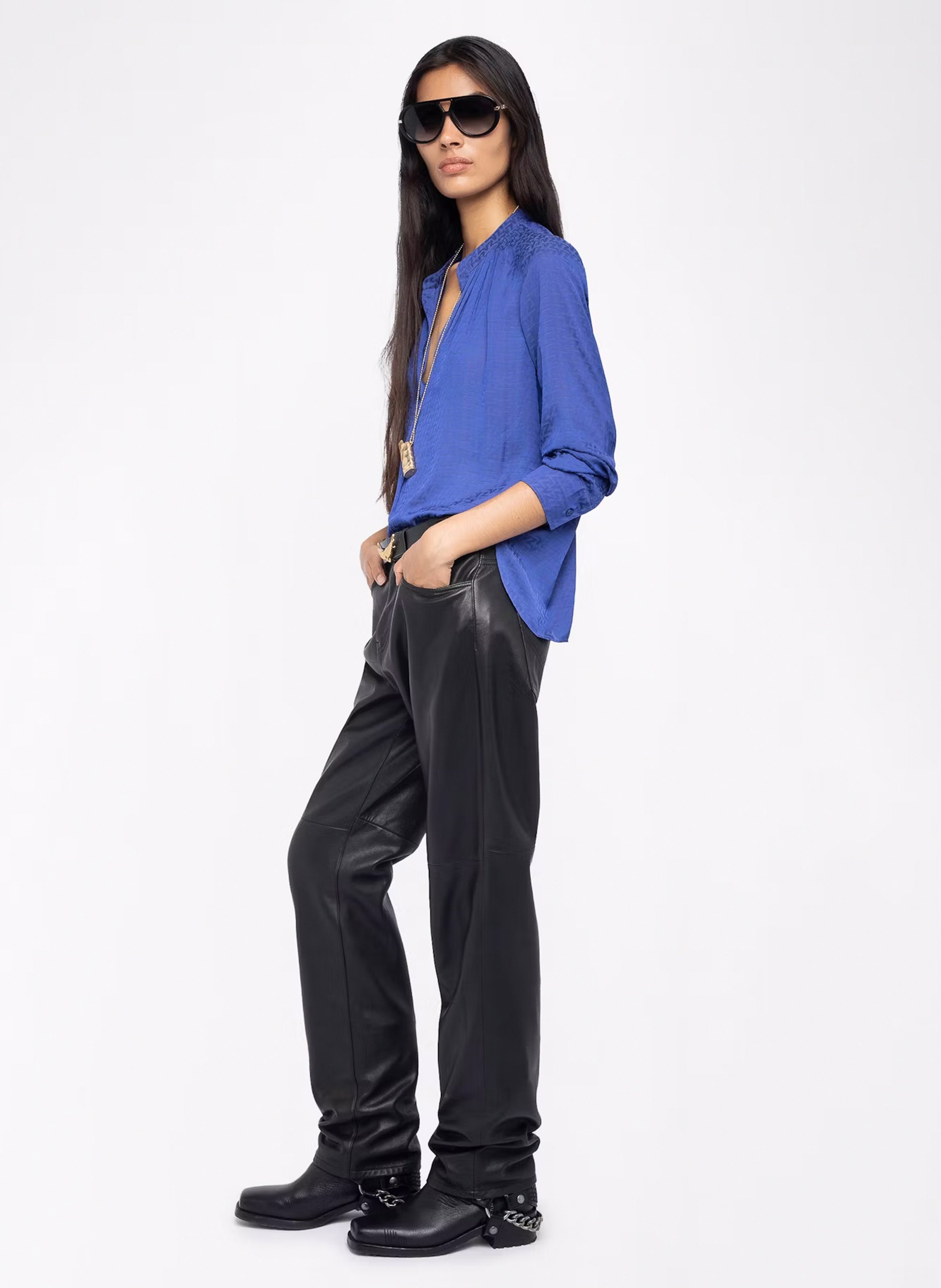 Camicetta diritta in raso jacquard ZADIG&VOLTAIRE Blu