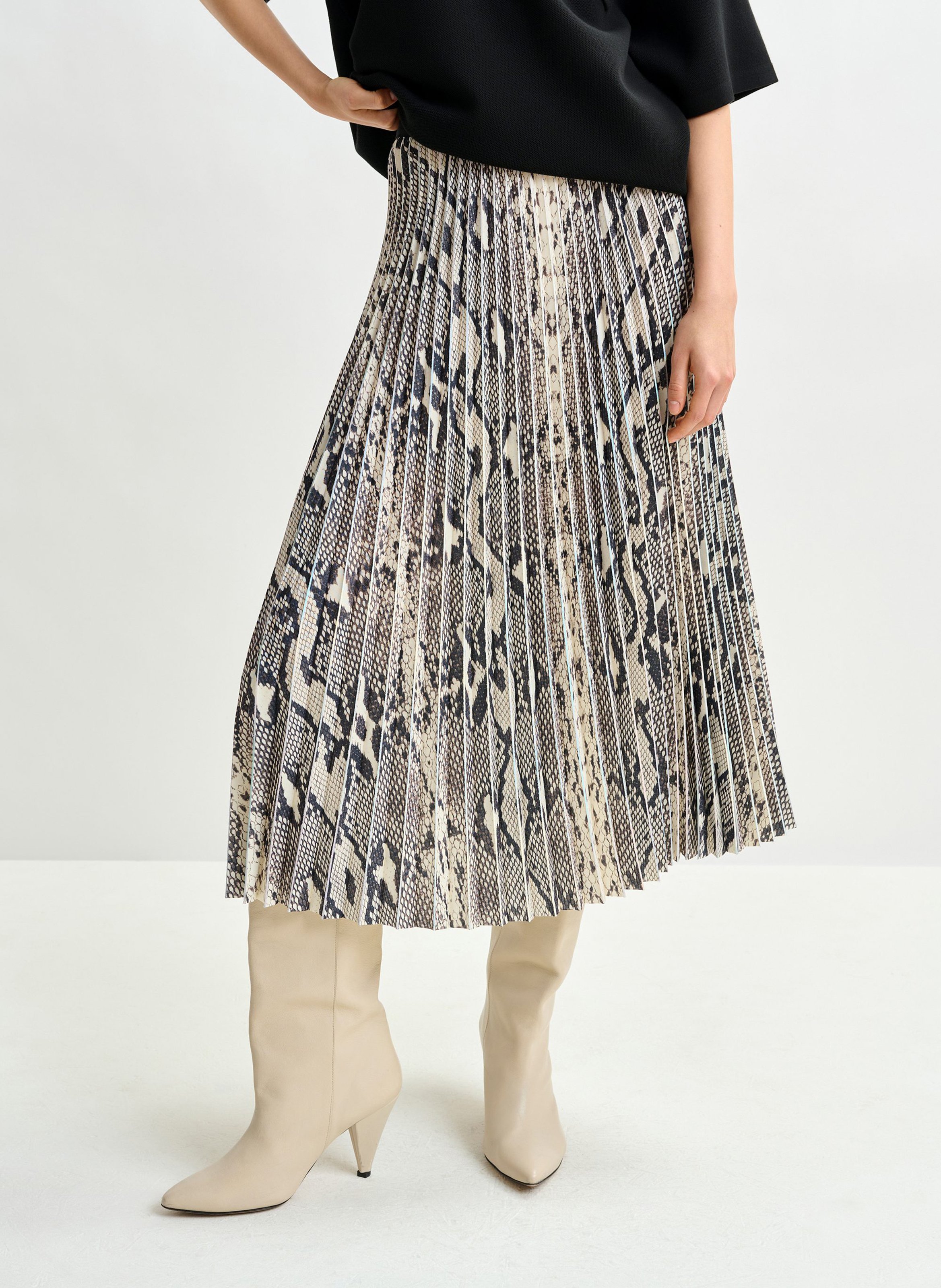 Jupe mi-longue plissée serpent ESSENTIEL ANTWERP Vert