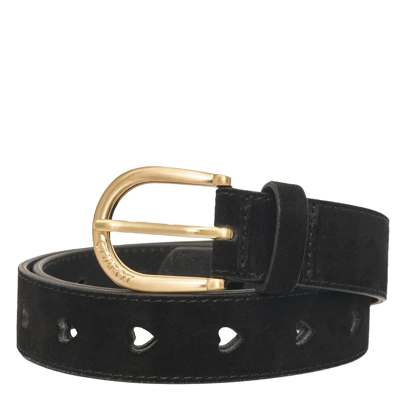 Suède riem met leren hartdetails FABIENNE CHAPOT Zwart