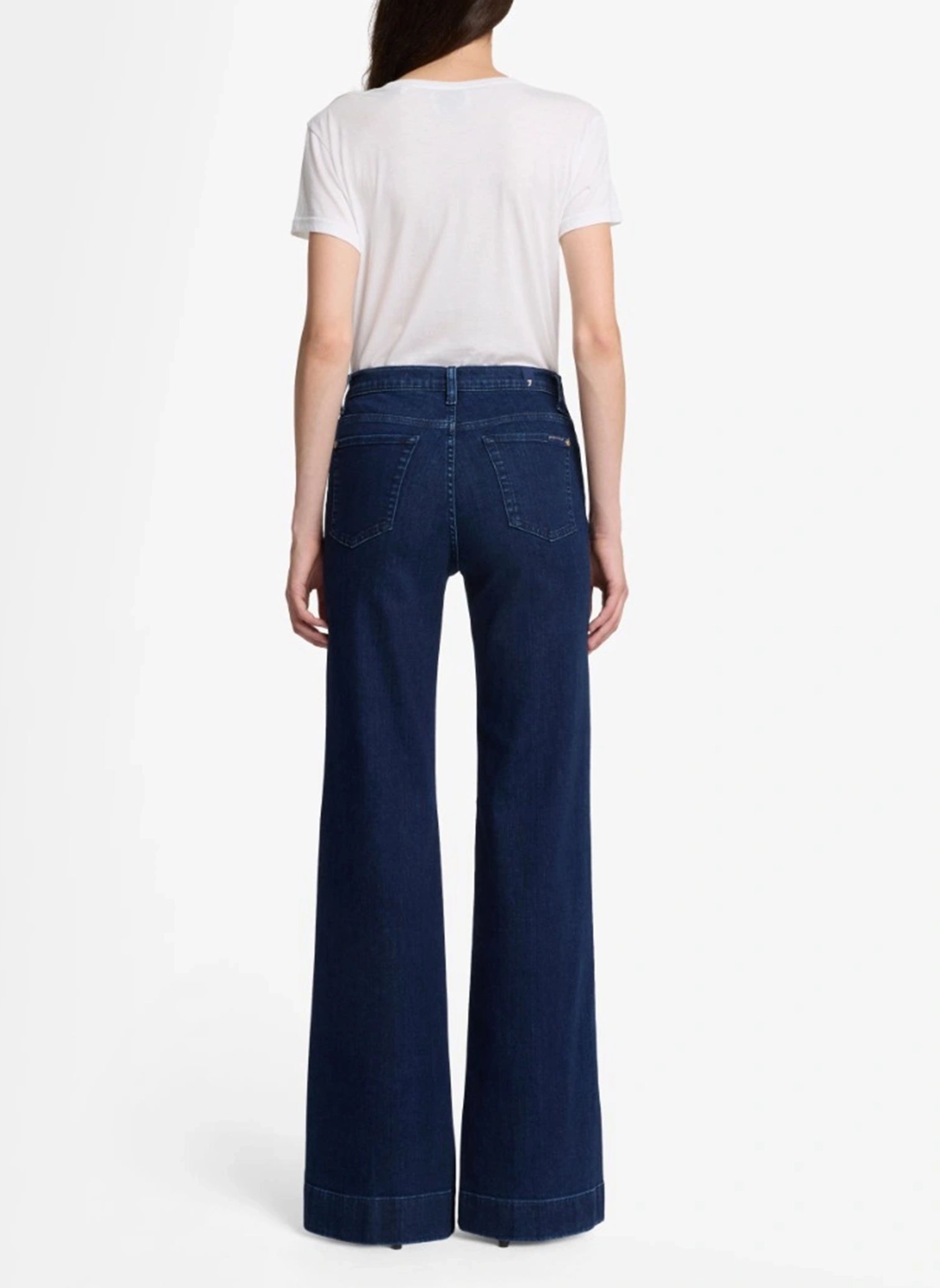 Donkere denim flared high-waist jeans 7 FOR ALL MANKIND Blauw