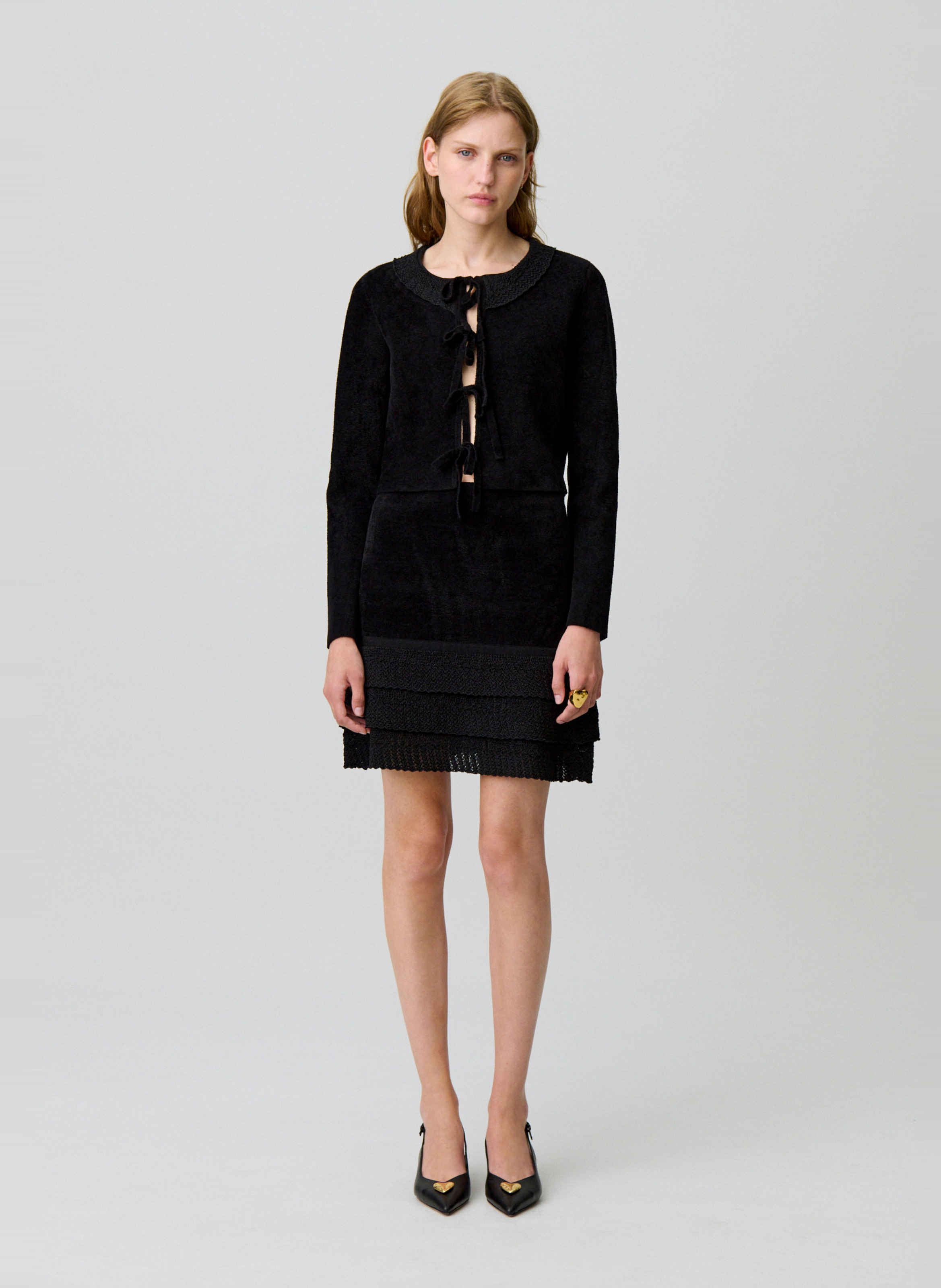 Korte rok van fluweelachtige stof CLAUDIE PIERLOT Zwart