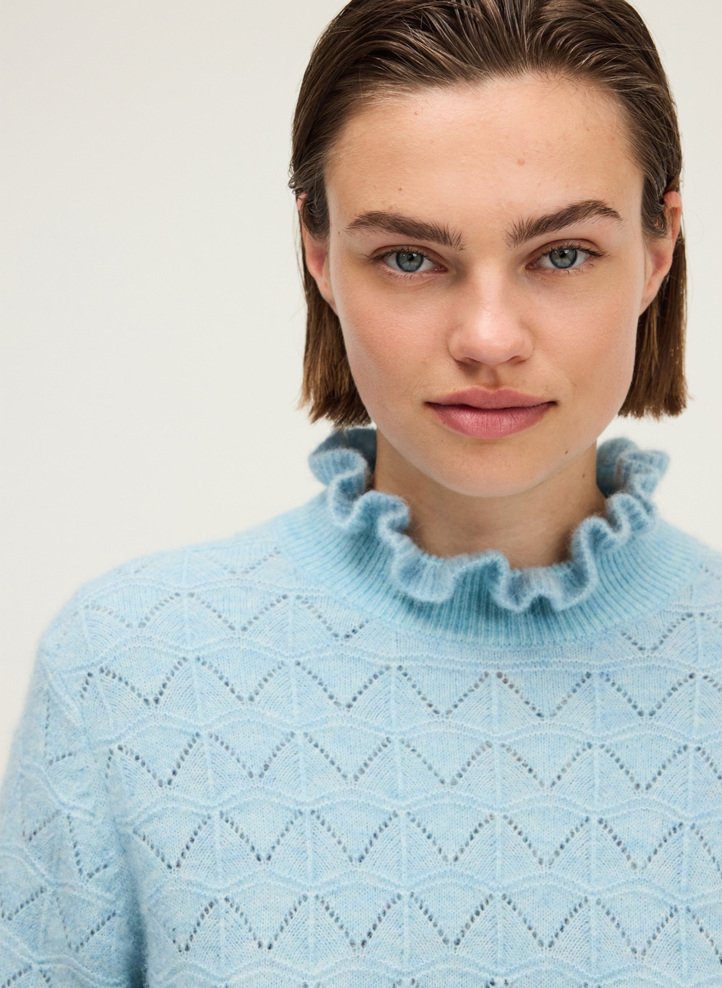 High-neck wool sweater PABLO Blue