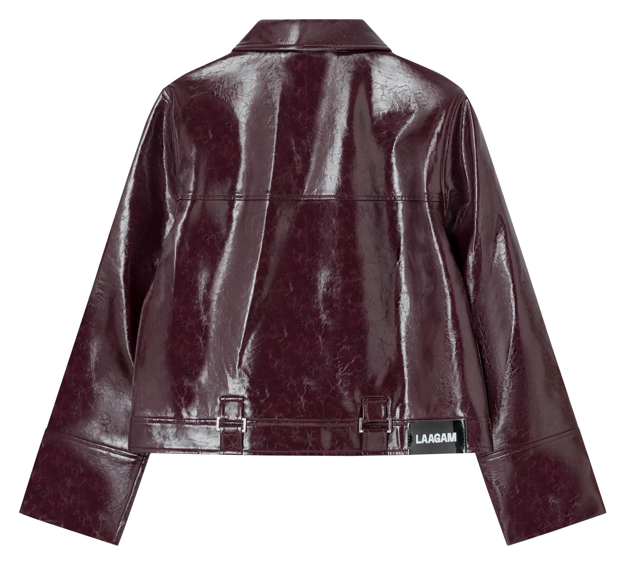 Buttoned shiny straight jacket LAAGAM Red