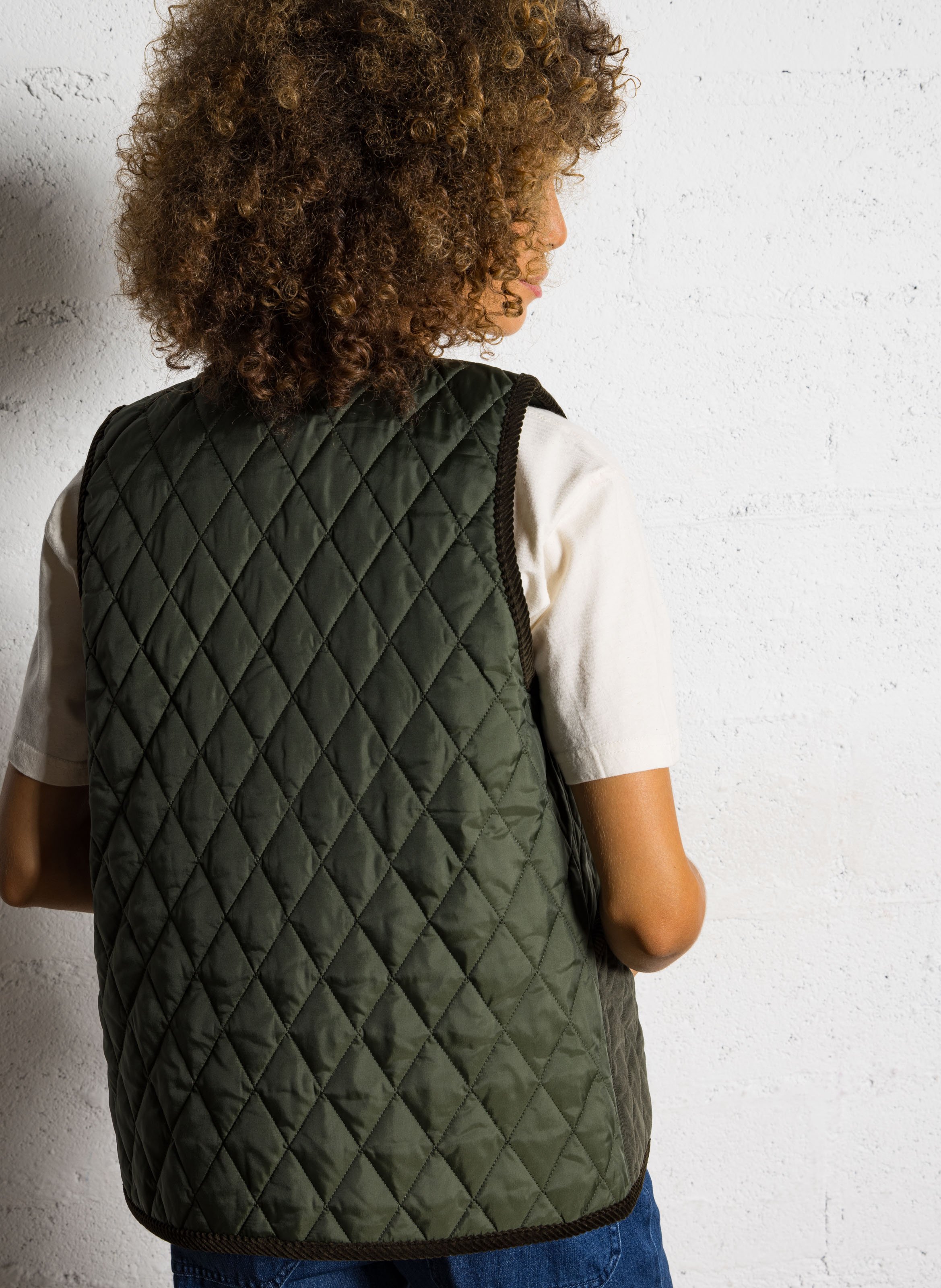 Veste oversize matelassée col V  BARBOUR Kaki