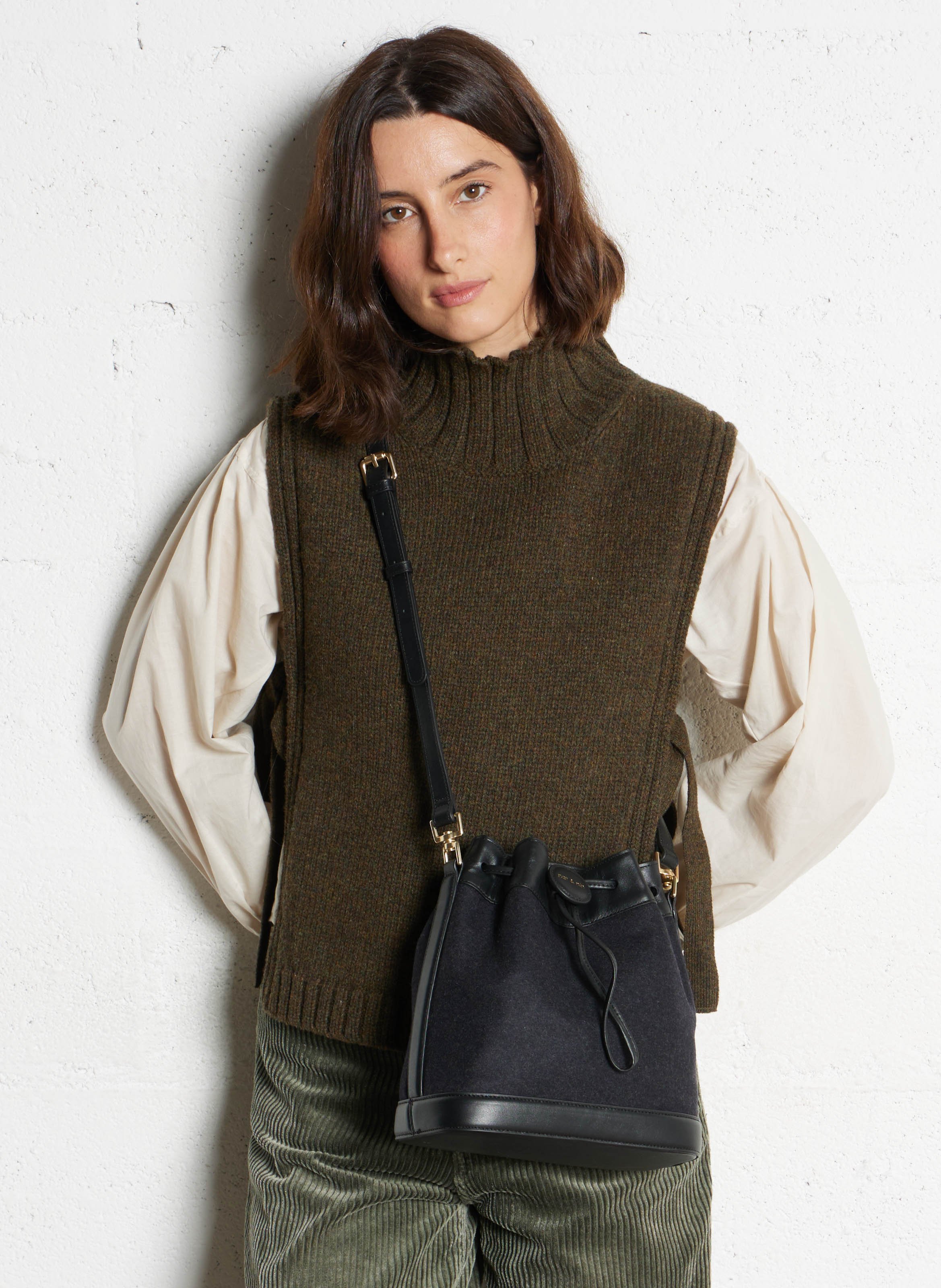 Sac seau en cuir mélangé NAT & NIN Noir