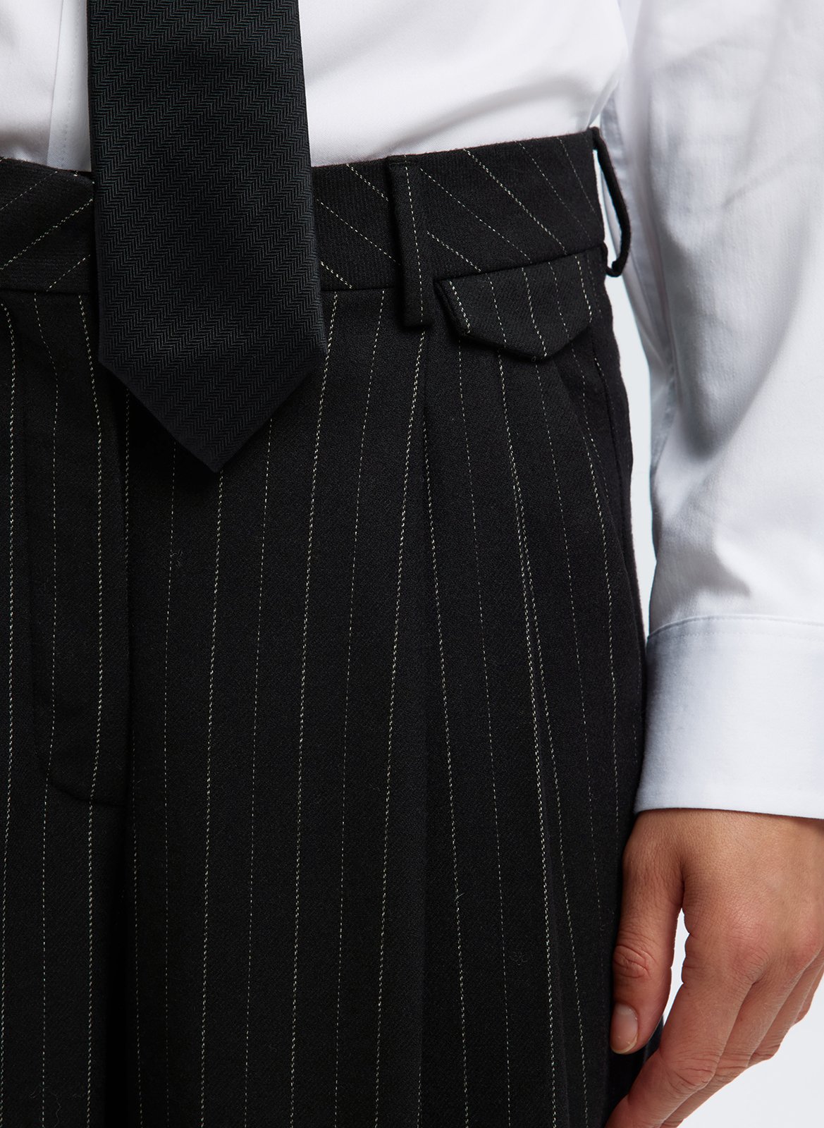 Pantalon droit à rayures SELECTED Noir