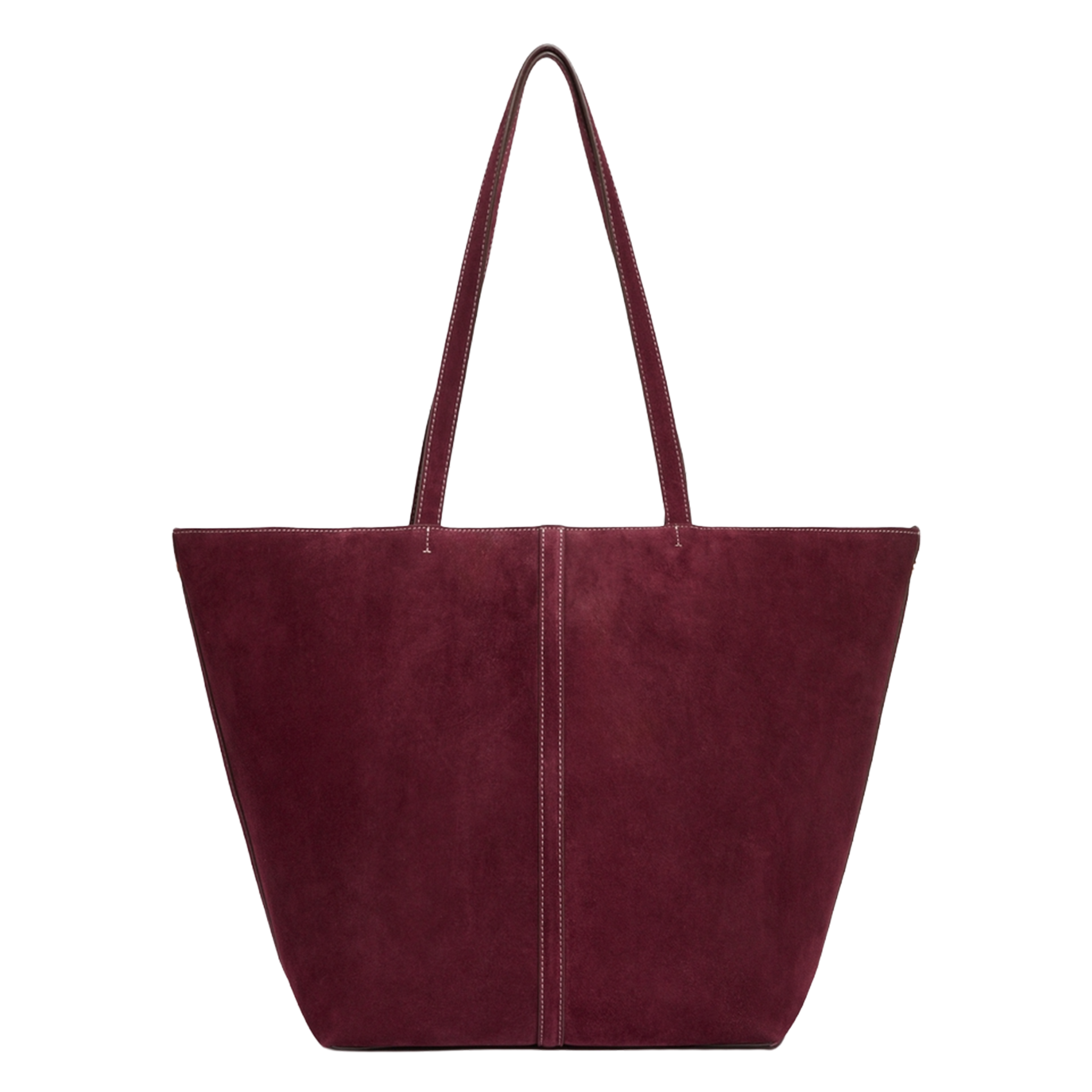 Sac cabas en cuir velours TOTE BAG GM Prune