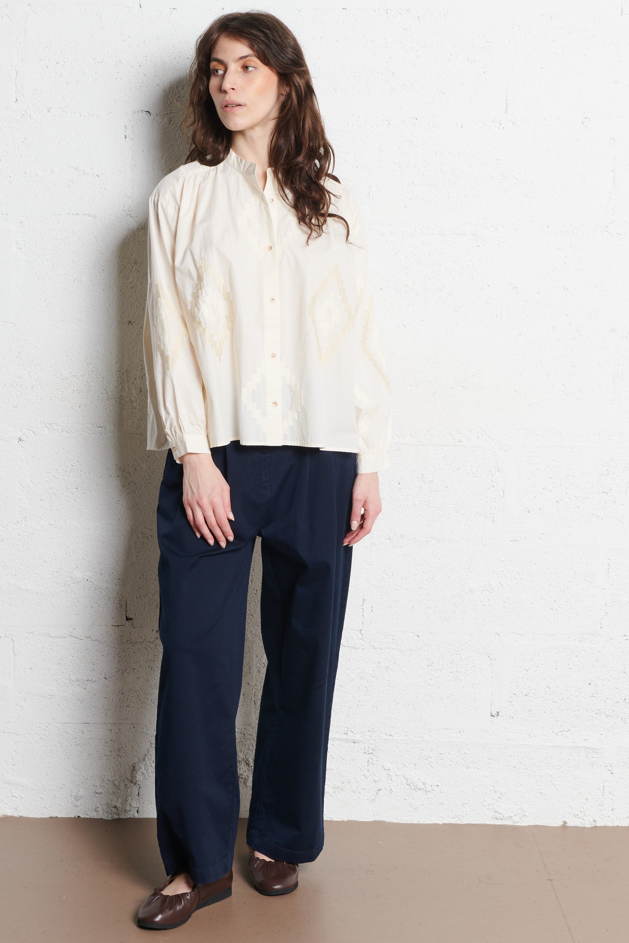 Cotton blouse with mandarin collar SACRECOEUR Beige