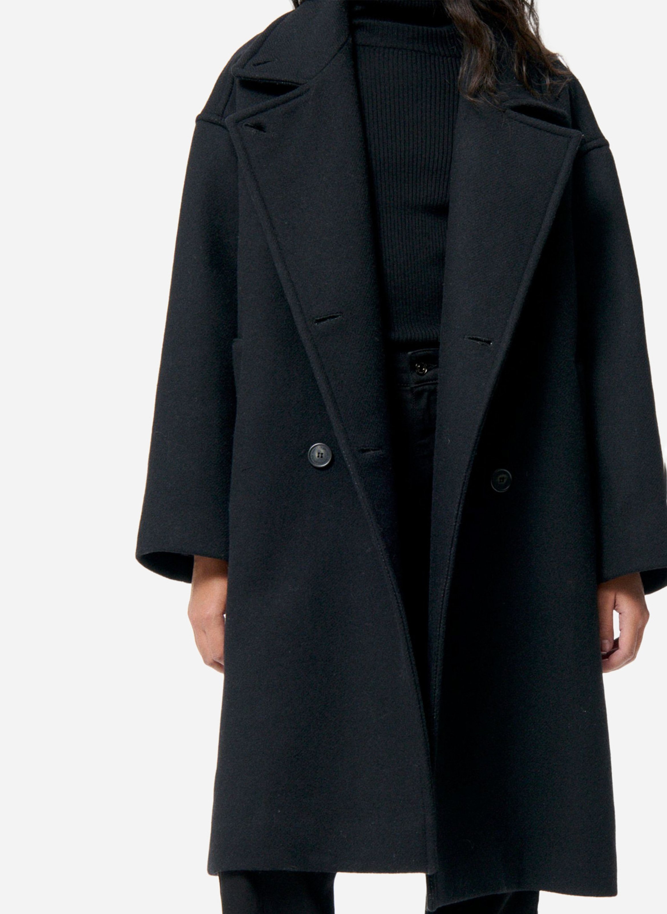 Oversized jas van wolmix met opstaande kraag VANESSA BRUNO Zwart