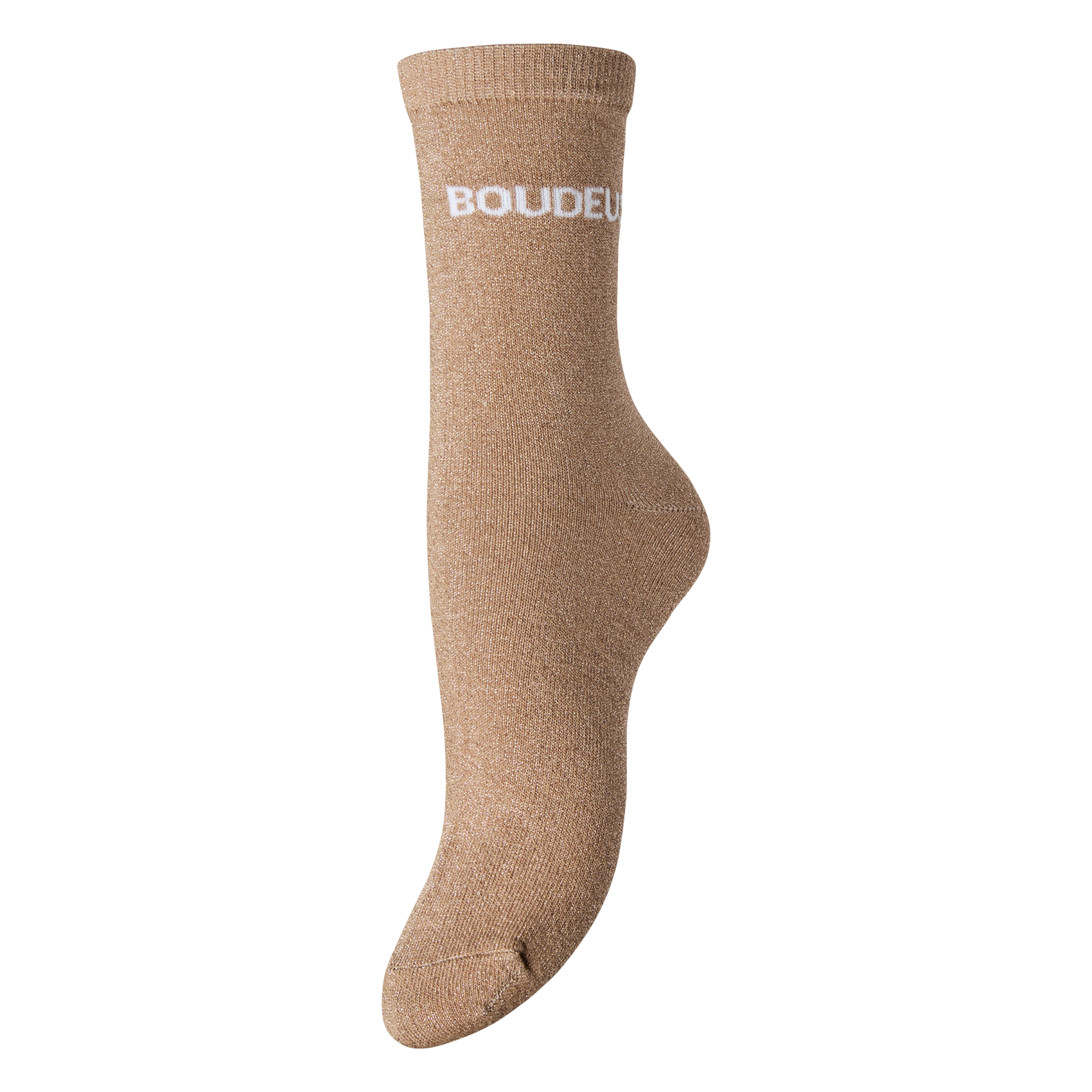 High socks with message PIECES Brown