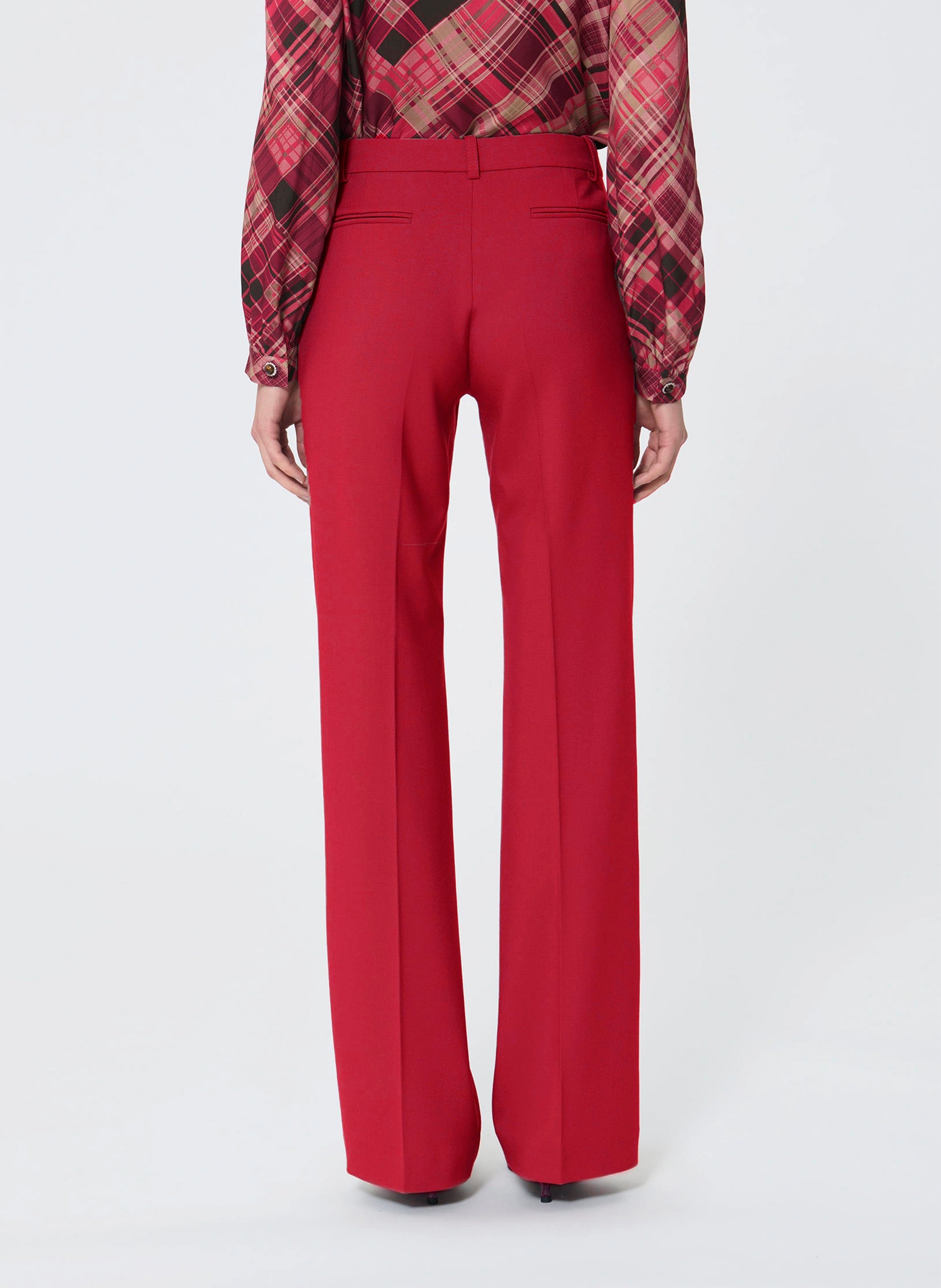 Pantalon droit en laine TARA JARMON Rouge