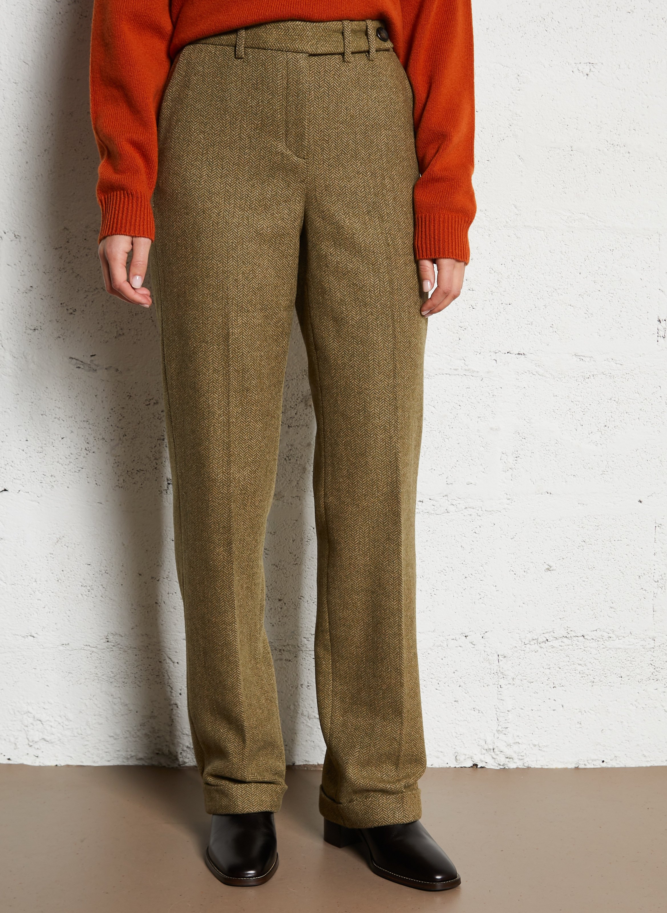 Straight wool trousers MAISON 123 Green