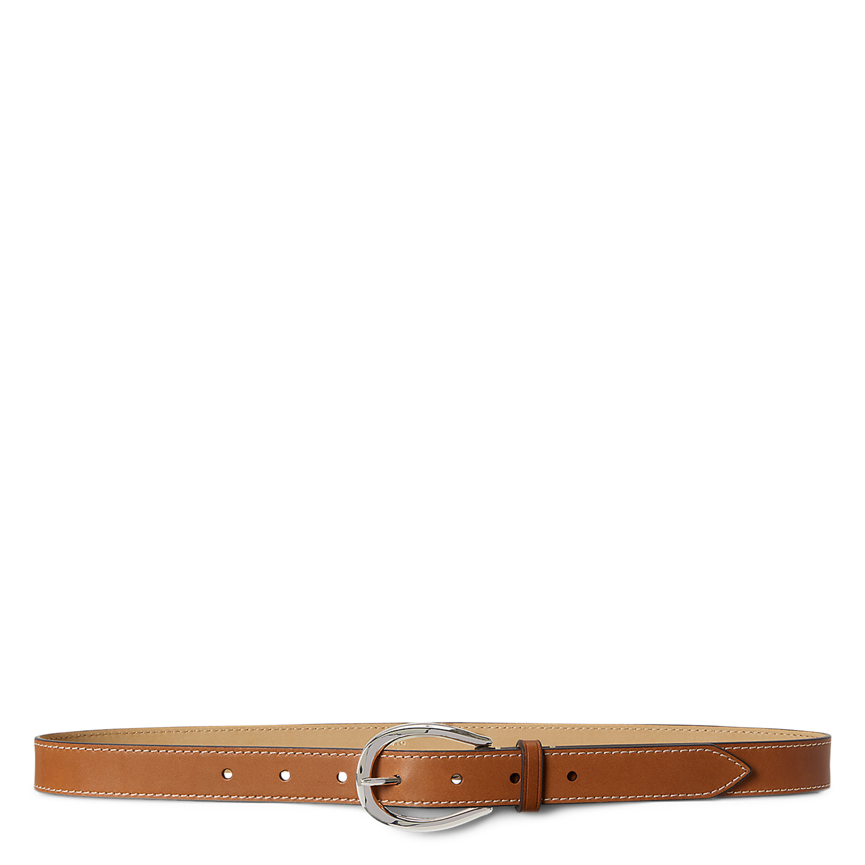 Einfarbiger Ledergürtel mit dekorierter Schnalle POLO RALPH LAUREN Braun