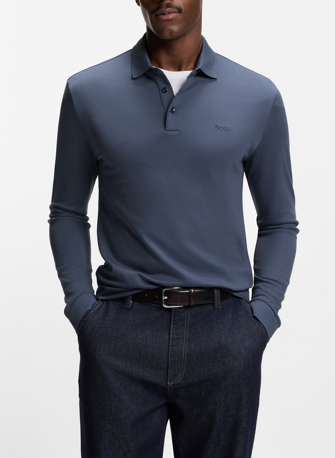Cotton polo shirt with classic collar BOSS