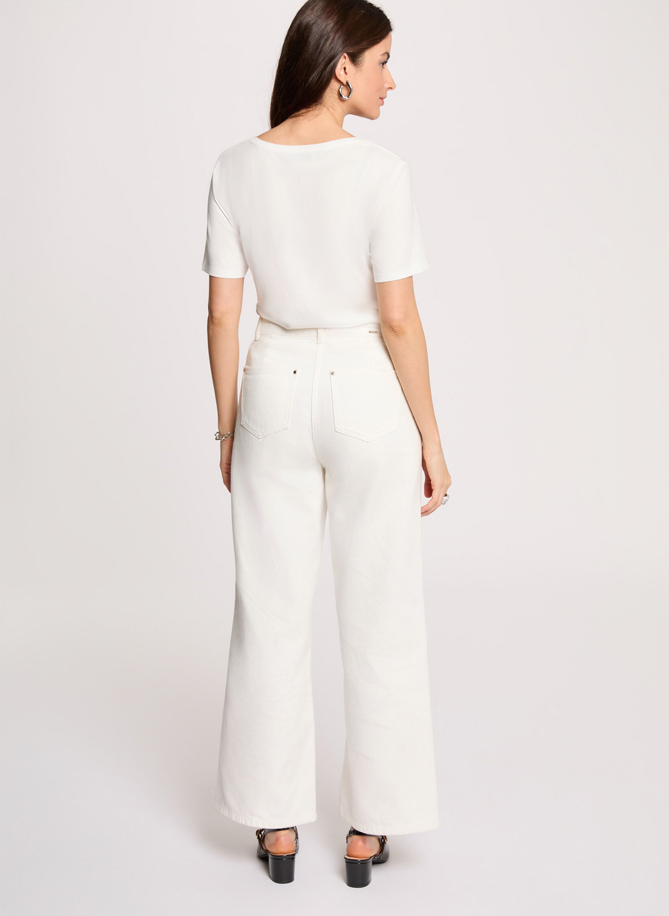 Short-sleeved V-neck T-shirt MORGAN White