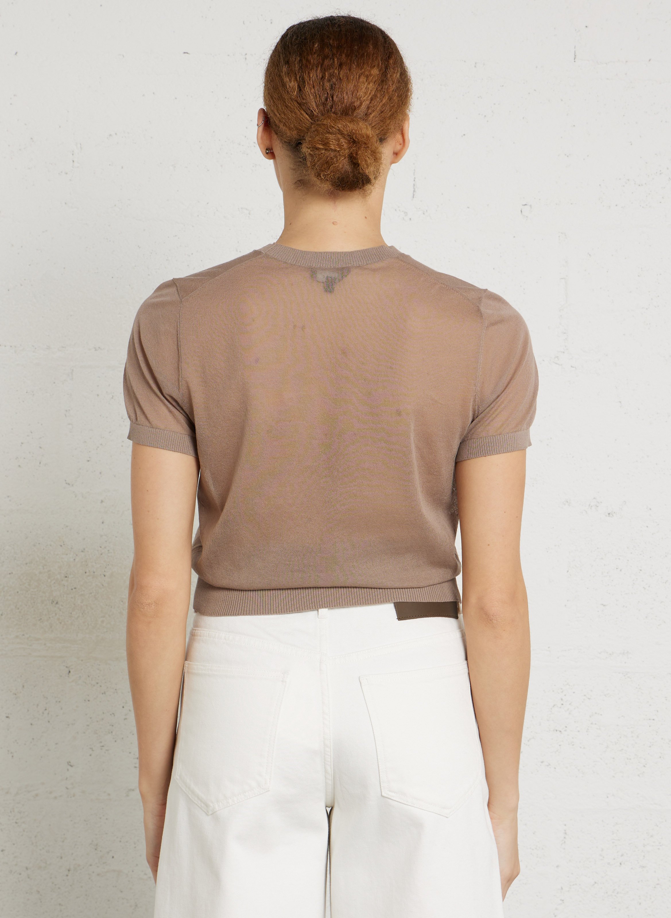 Ärmelloser Pullover mit Schnürung aus Baumwolle und Wolle SOEUR Braun