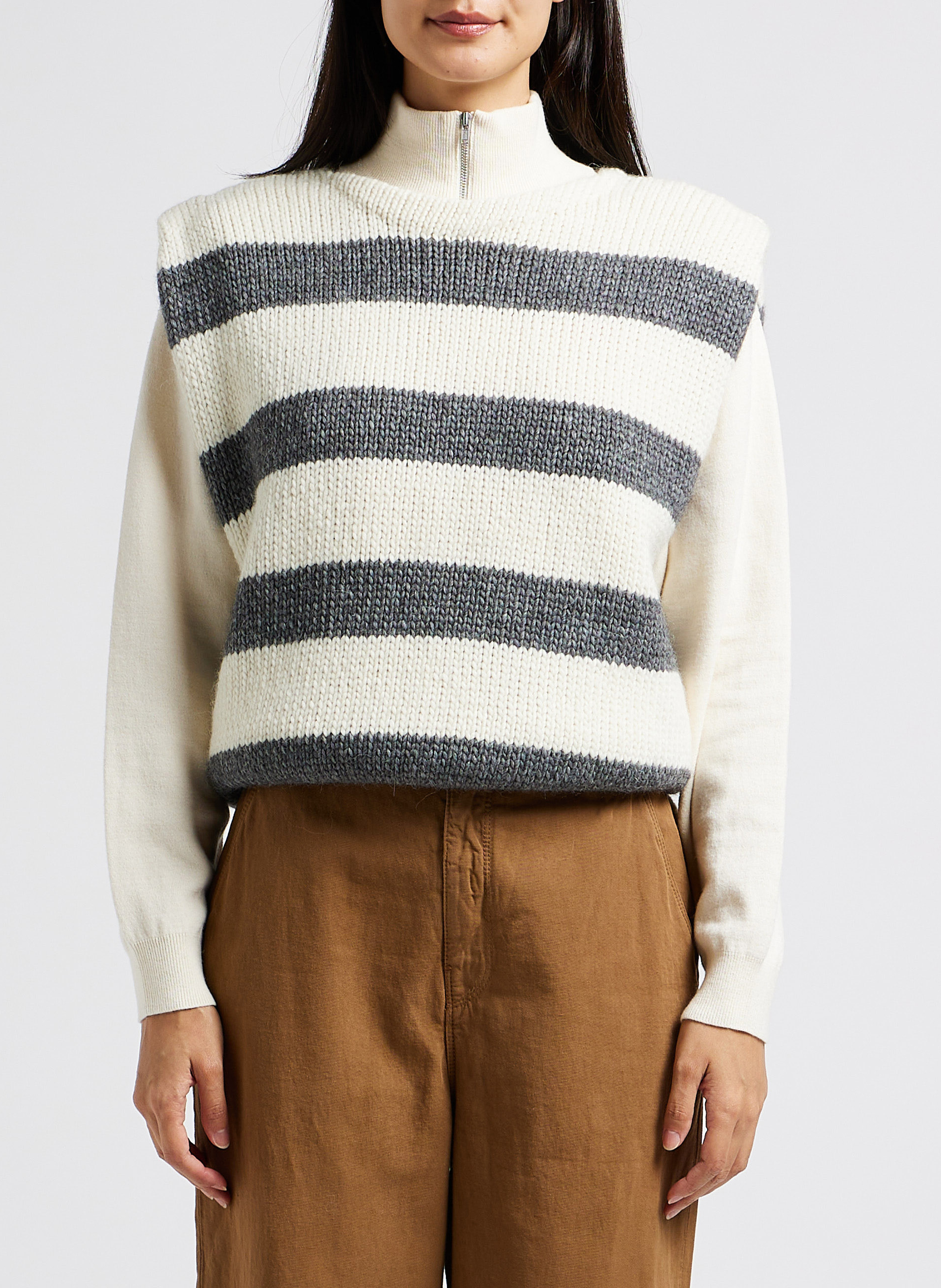 Striped round-neck wool-blend sweater BELLEROSE Blue