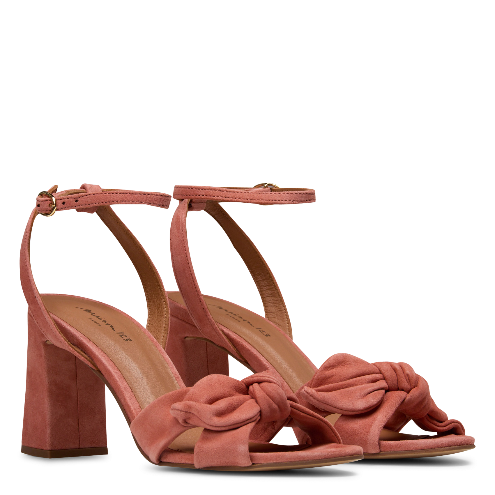 Halfhoge, leren sandalen MAISON 123 Roze