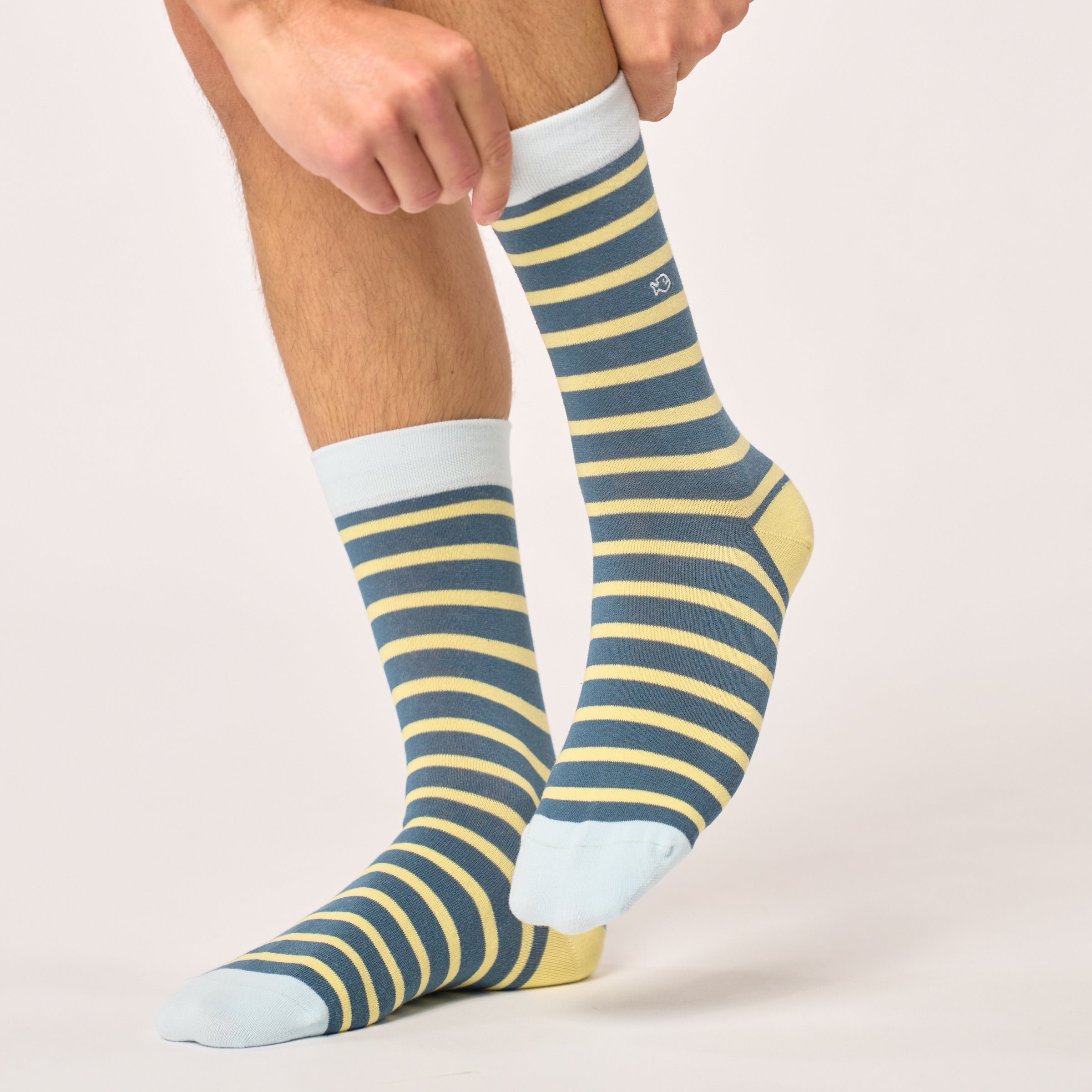 Combed Cotton Socks with Wide Stripes BILLYBELT Blue