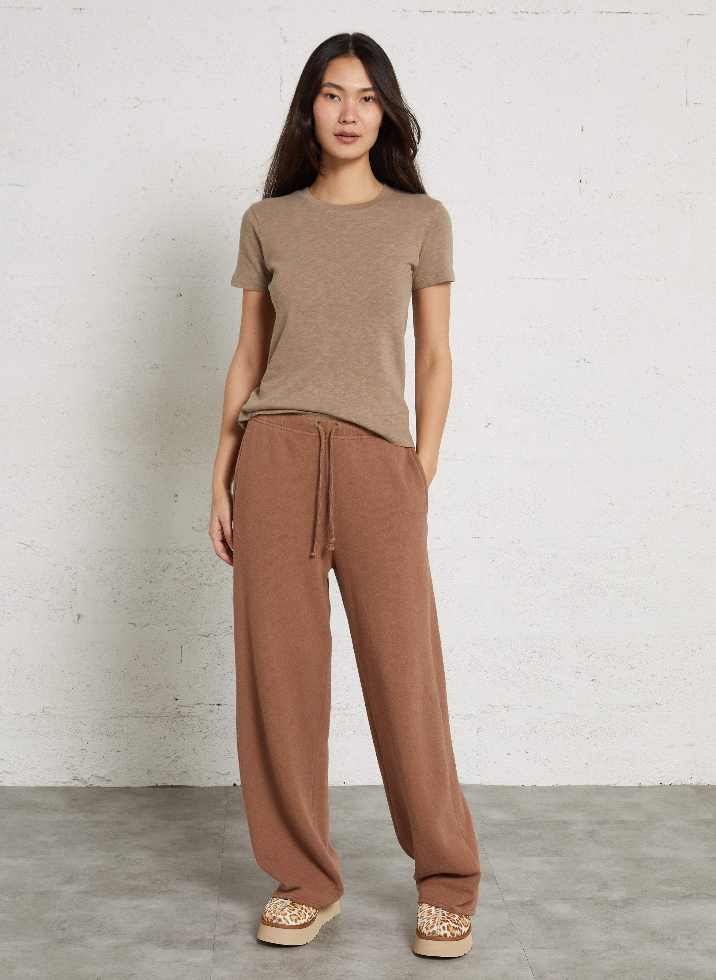 Recht, katoenen T-shirt met ronde hals AMERICAN VINTAGE Beige