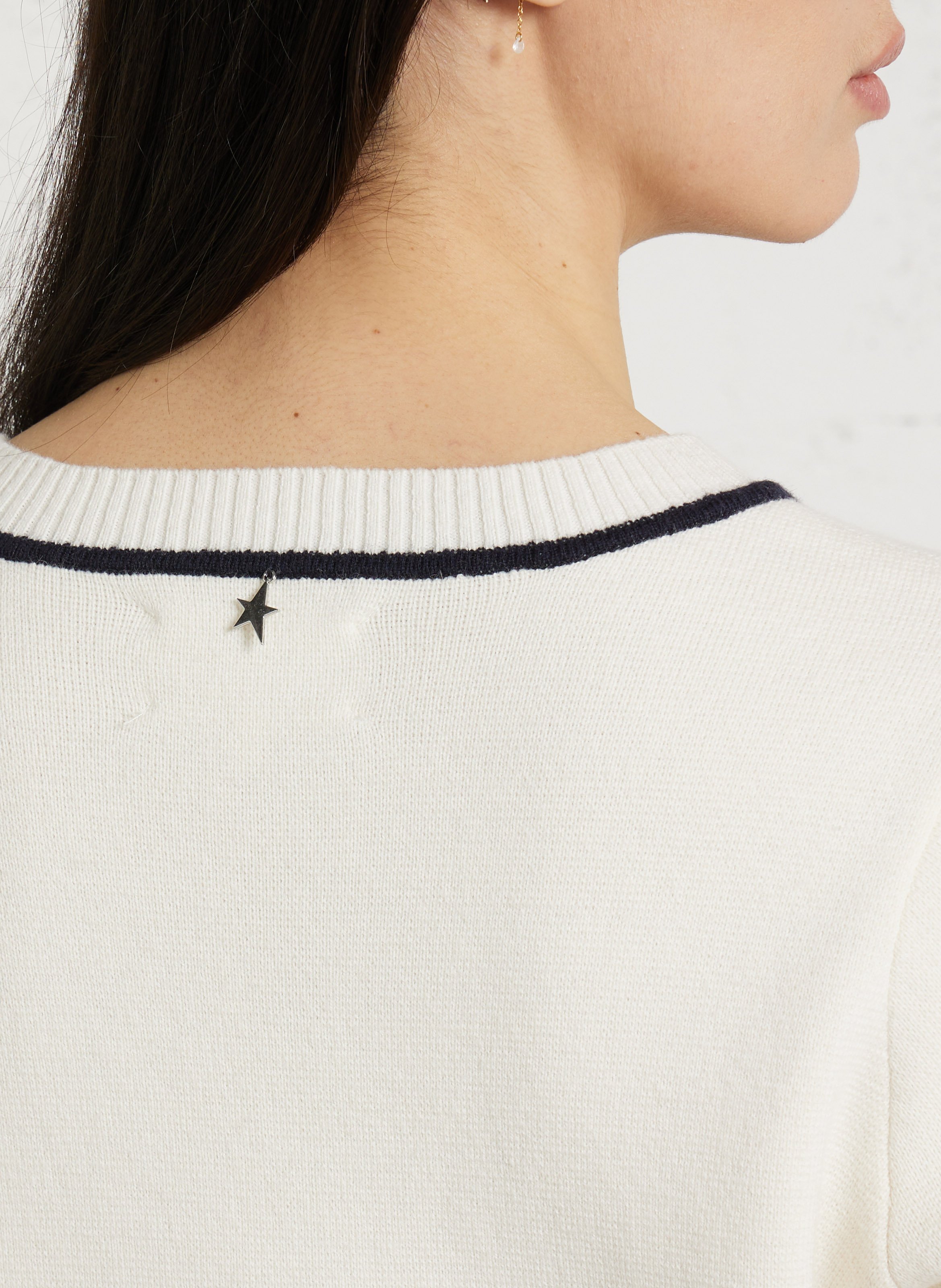 Gerader Rundhalsausschnitt aus Baumwolle und Wolle SUD EXPRESS Beige