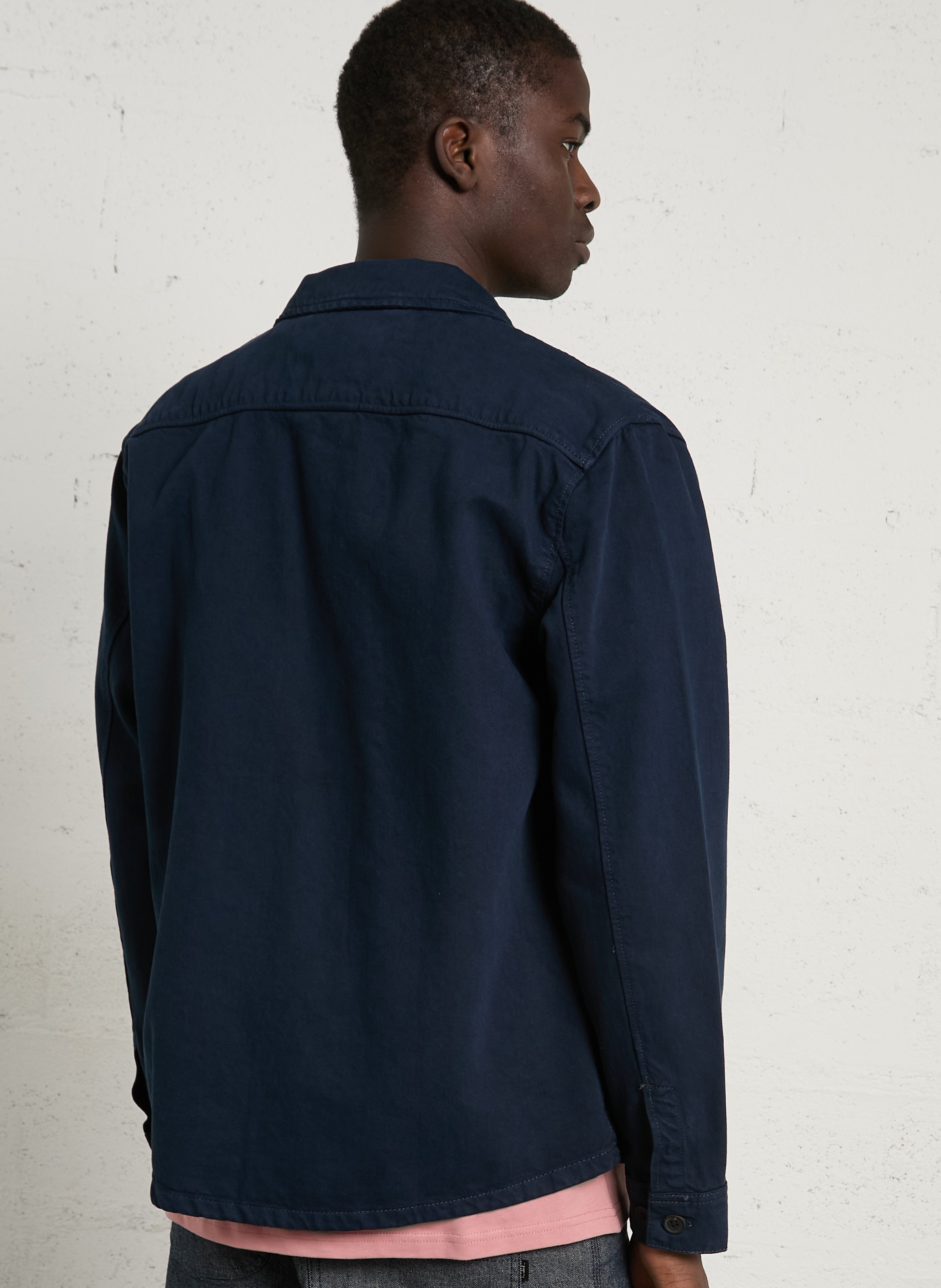 Jacket with classic cotton collar SOLID Blue