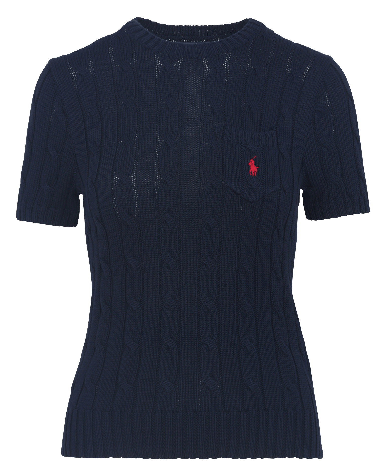 Pull ajusté col rond en coton POLO RALPH LAUREN Bleu