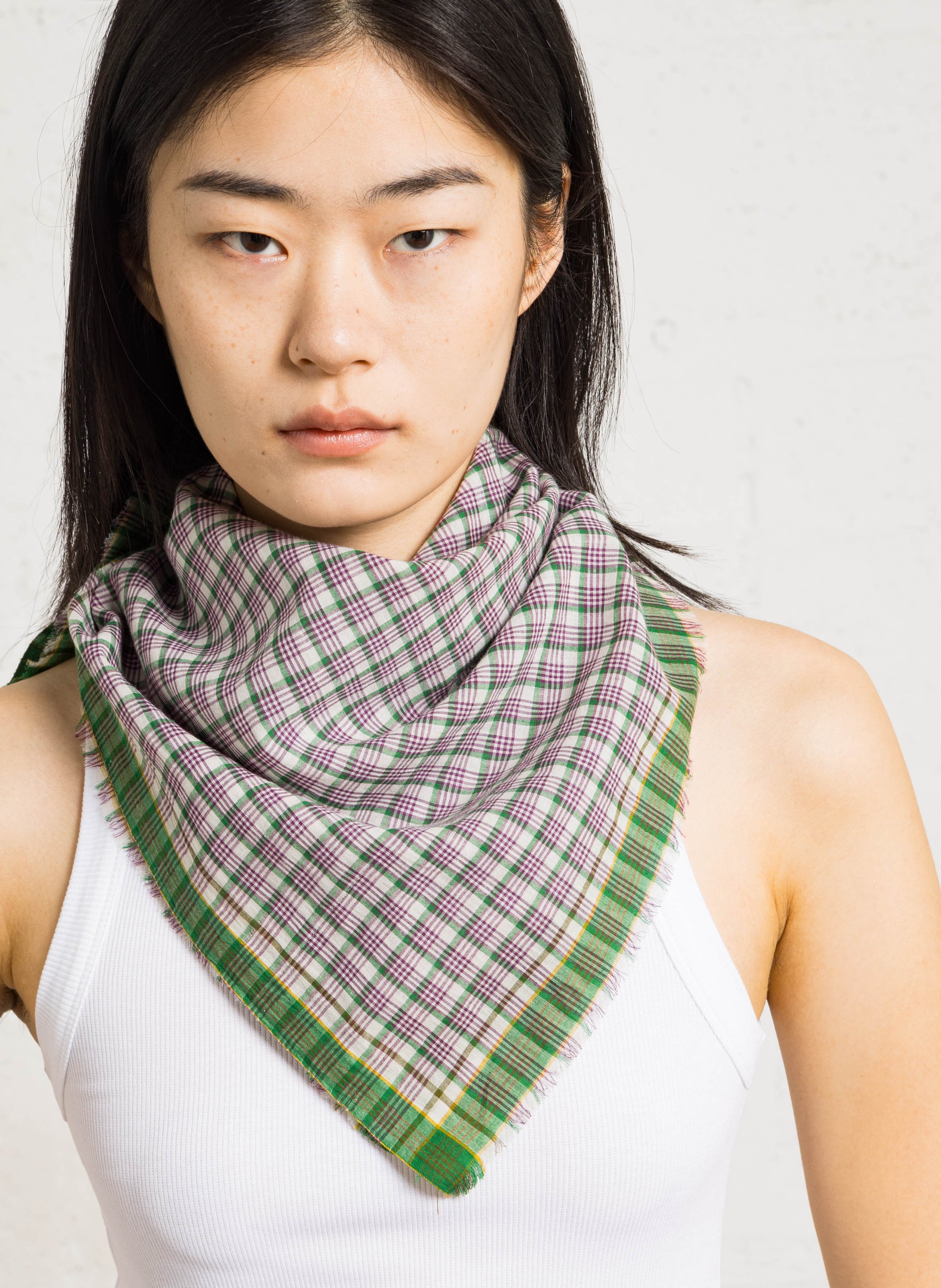 Foulard à carreaux en coton MOISMONT Vert