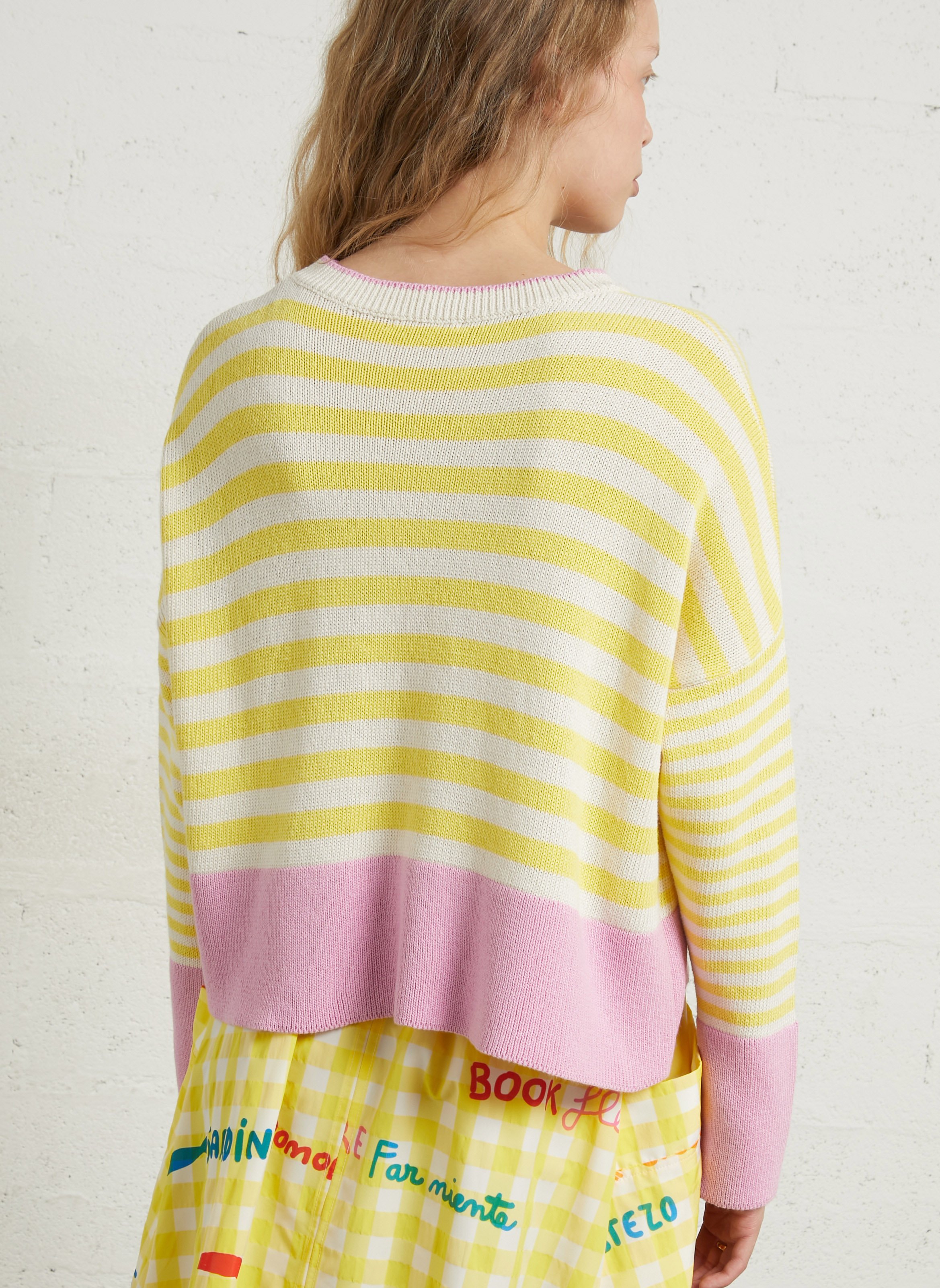Straight cotton-blend sweater with round neck DR BLOOM Yellow