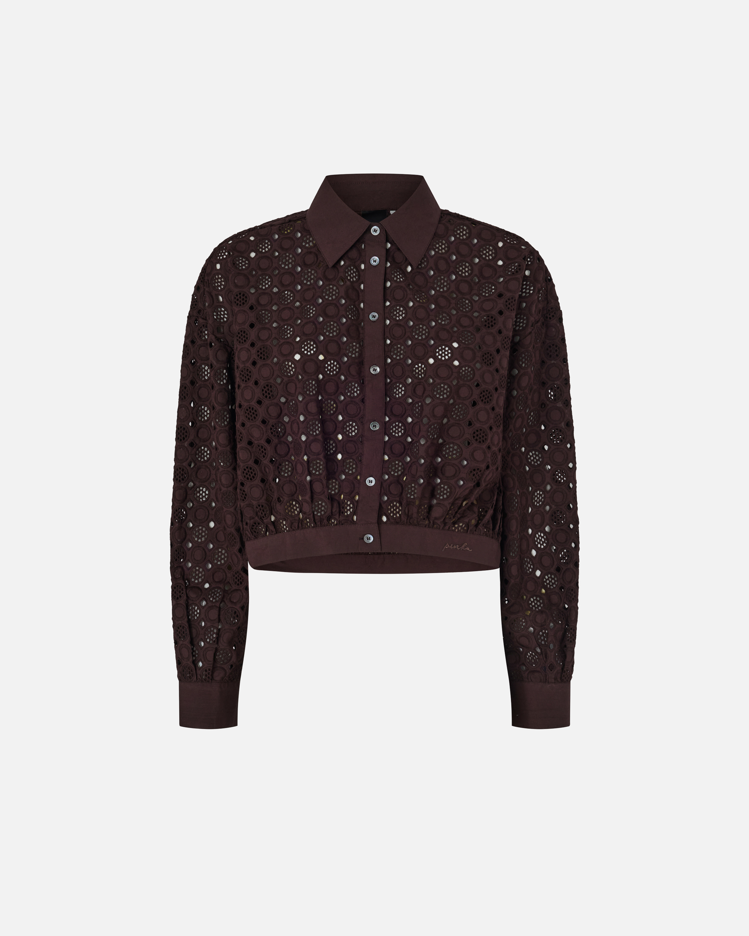 Chemise cropped avec broderie anglaise PINKO Marron