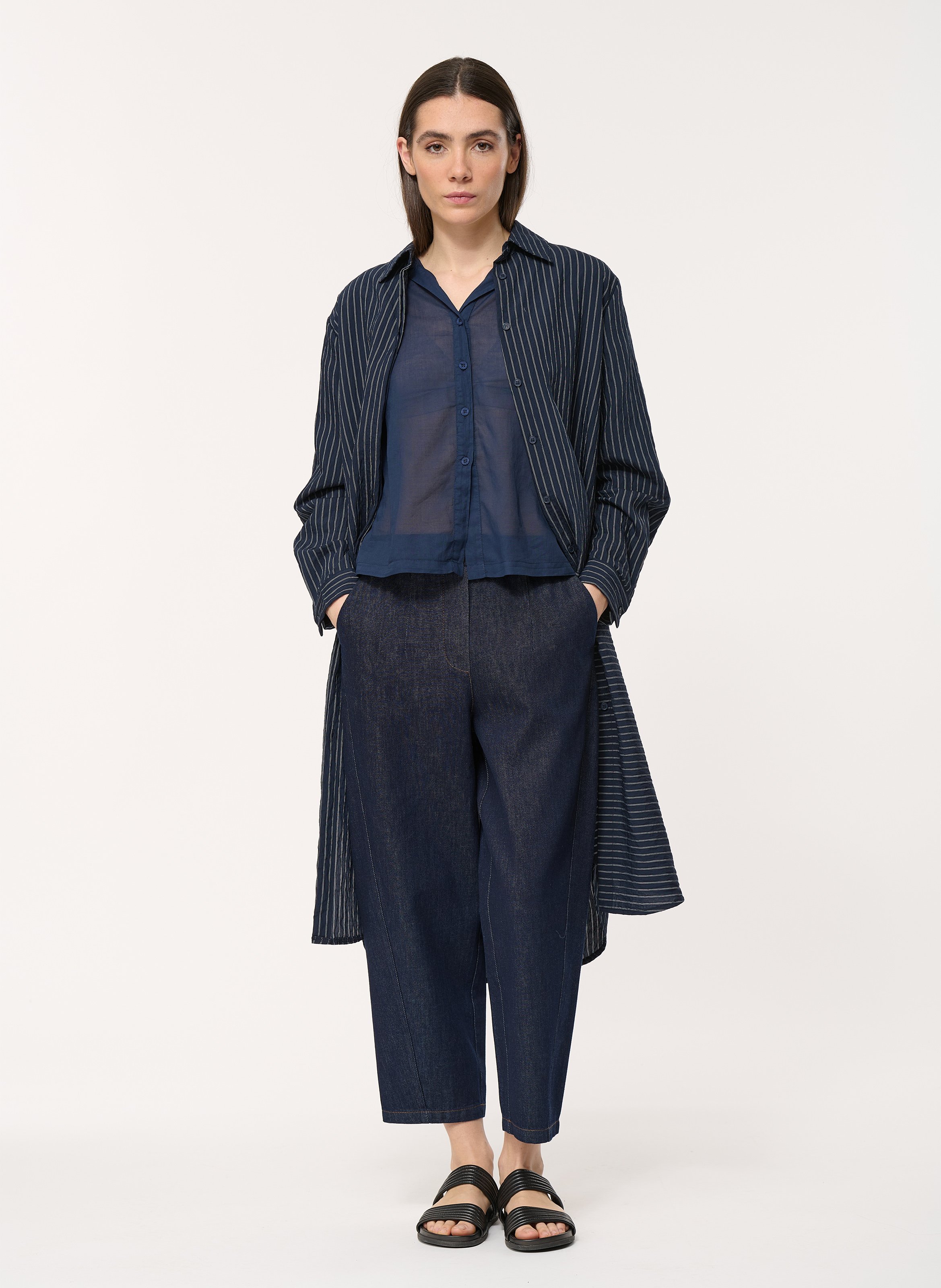 Weite Taillenhose aus Baumwolle HUMILITY Blau