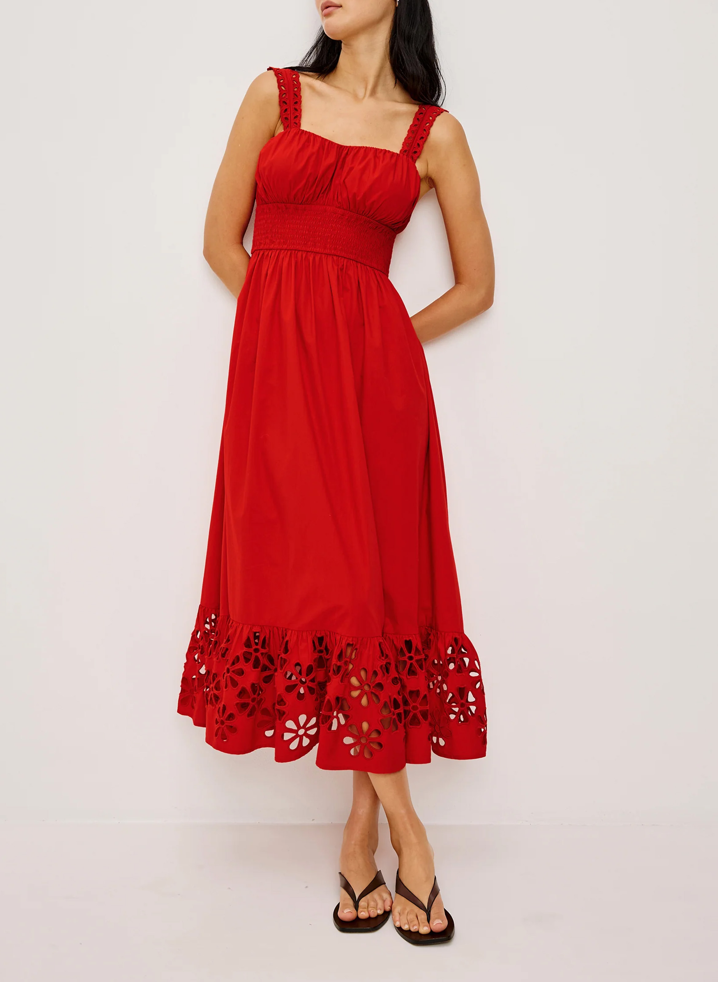 Cotton heart neckline midi dress RAILS Red