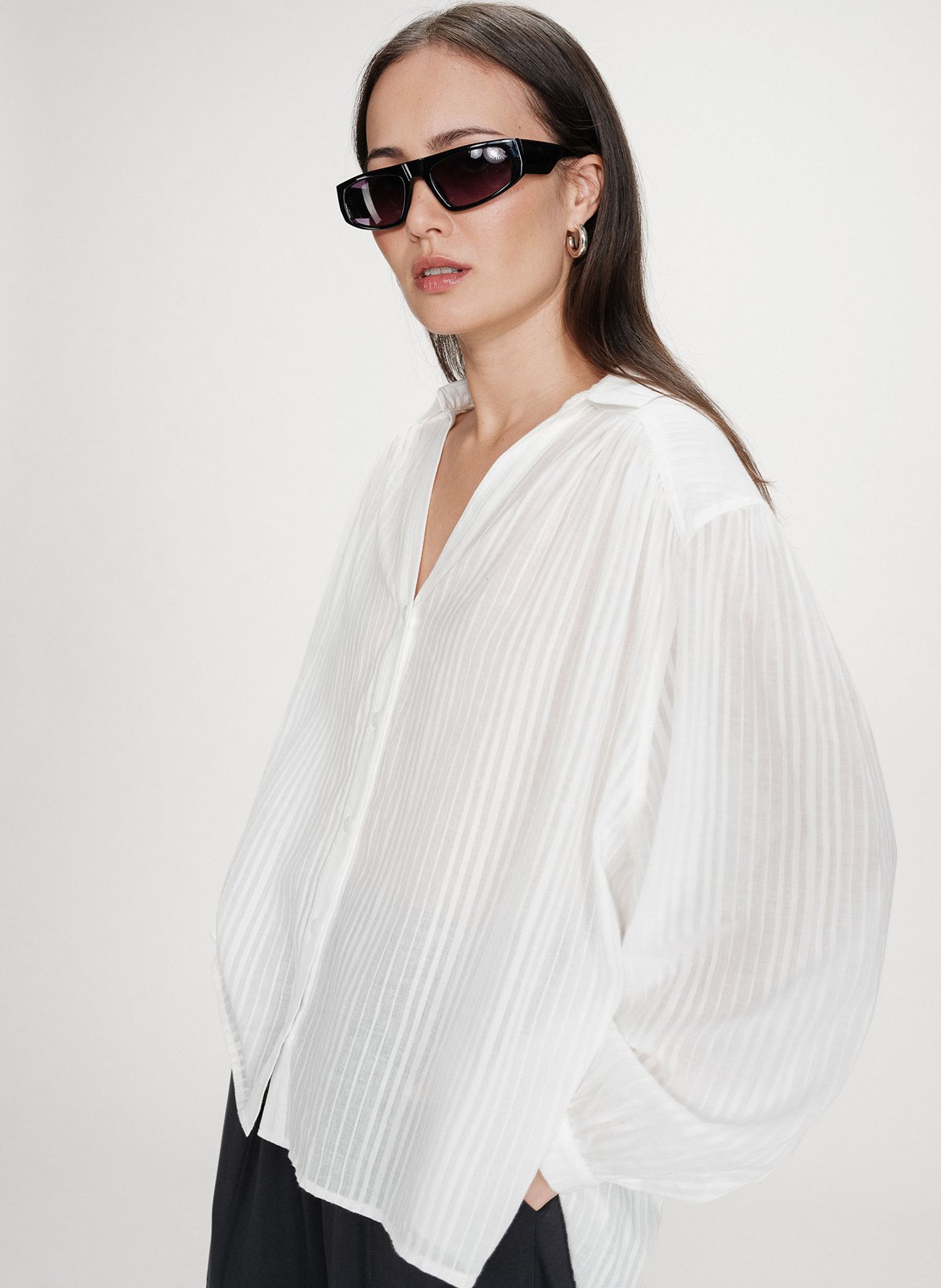 Chemise ample à rayures  GRACE ET MILA Blanc